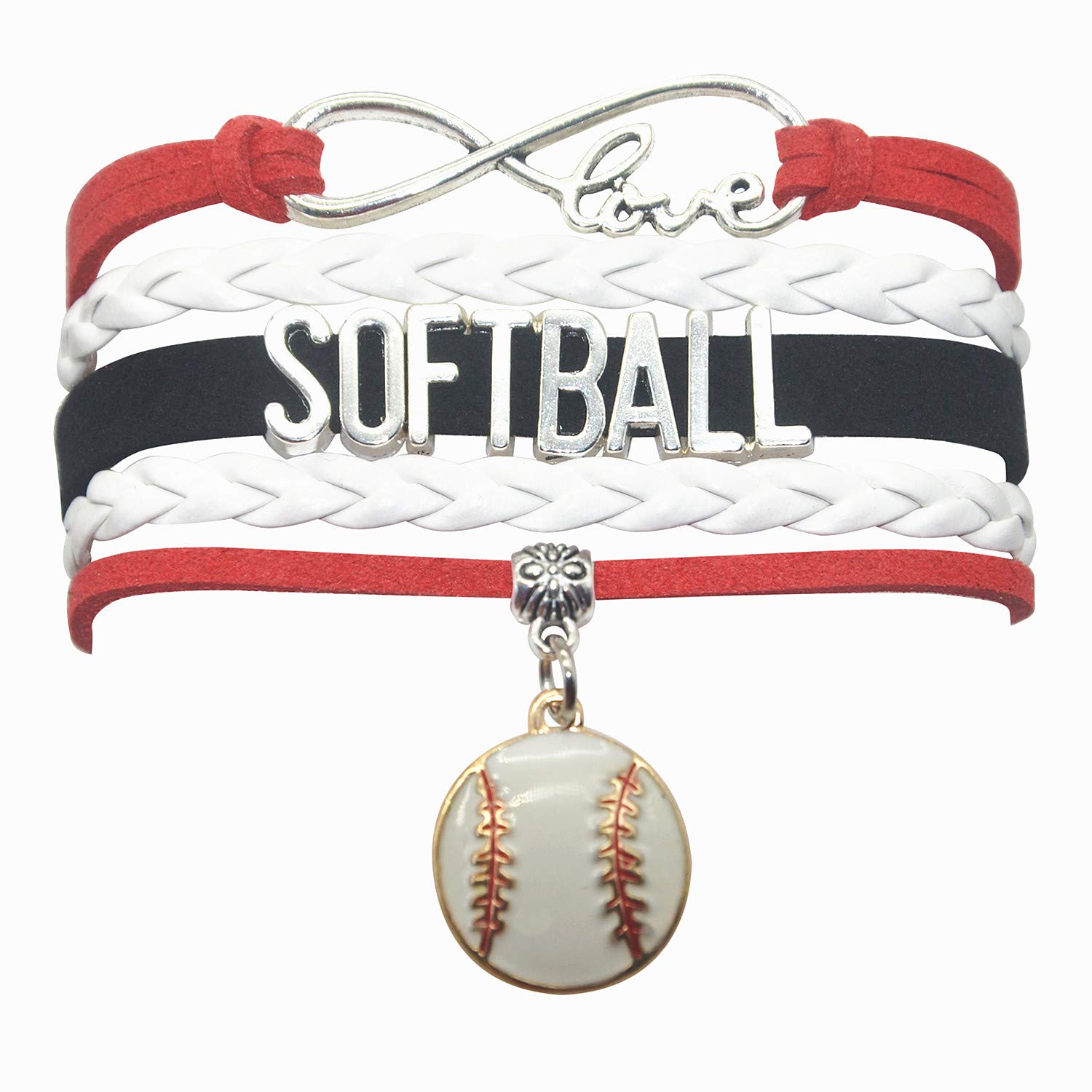 HCChanshi Infinity Love Charm Softball Bracelet - Team Themed Jewelry for Adult Softball Fans, Players & Couples | Perfect for Games, Gifts & Team Spirit Accessories