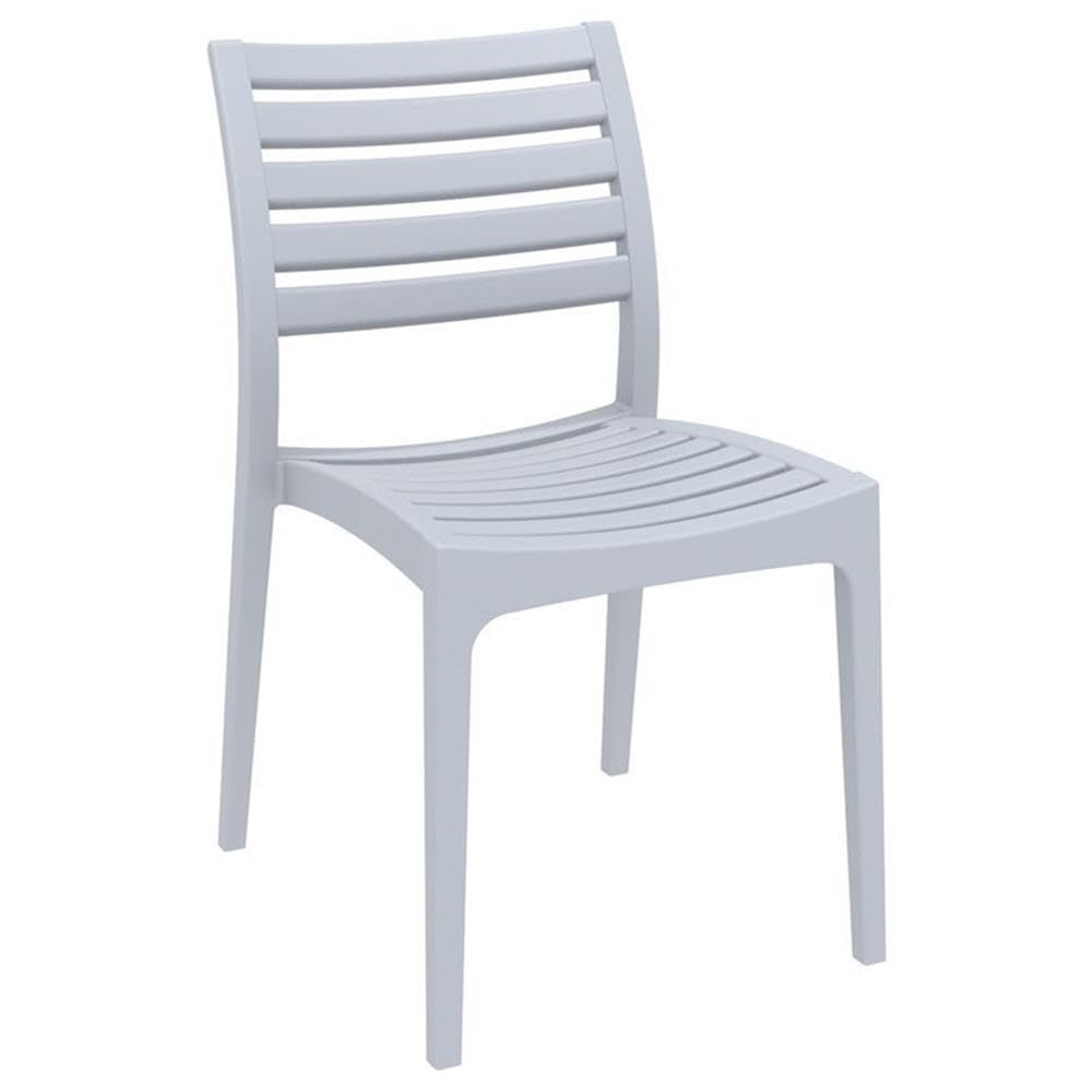 Compamia Ares Outdoor Patio Dining Chairs - Silver Gray Set of 2 - Weather-Resistant Metal Garden Chairs for Backyard, Poolside & Restaurant Use