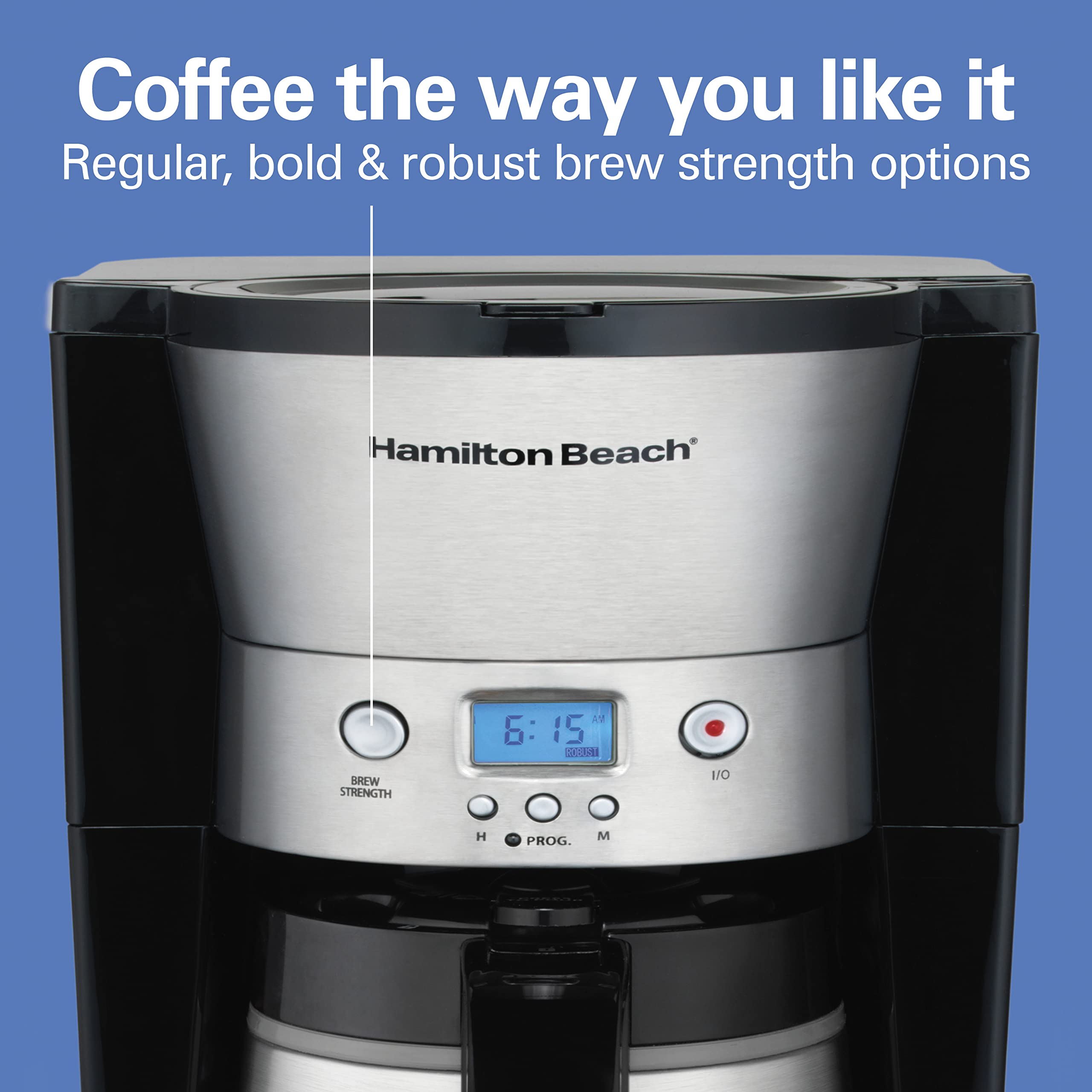 Hamilton Beach 10-Cup Programmable Coffee Maker with Thermal Carafe - 3 Brewing Options, Auto Shutoff, Pause & Pour - Stainless Steel (46899R) - Perfect for Home, Office & Entertaining