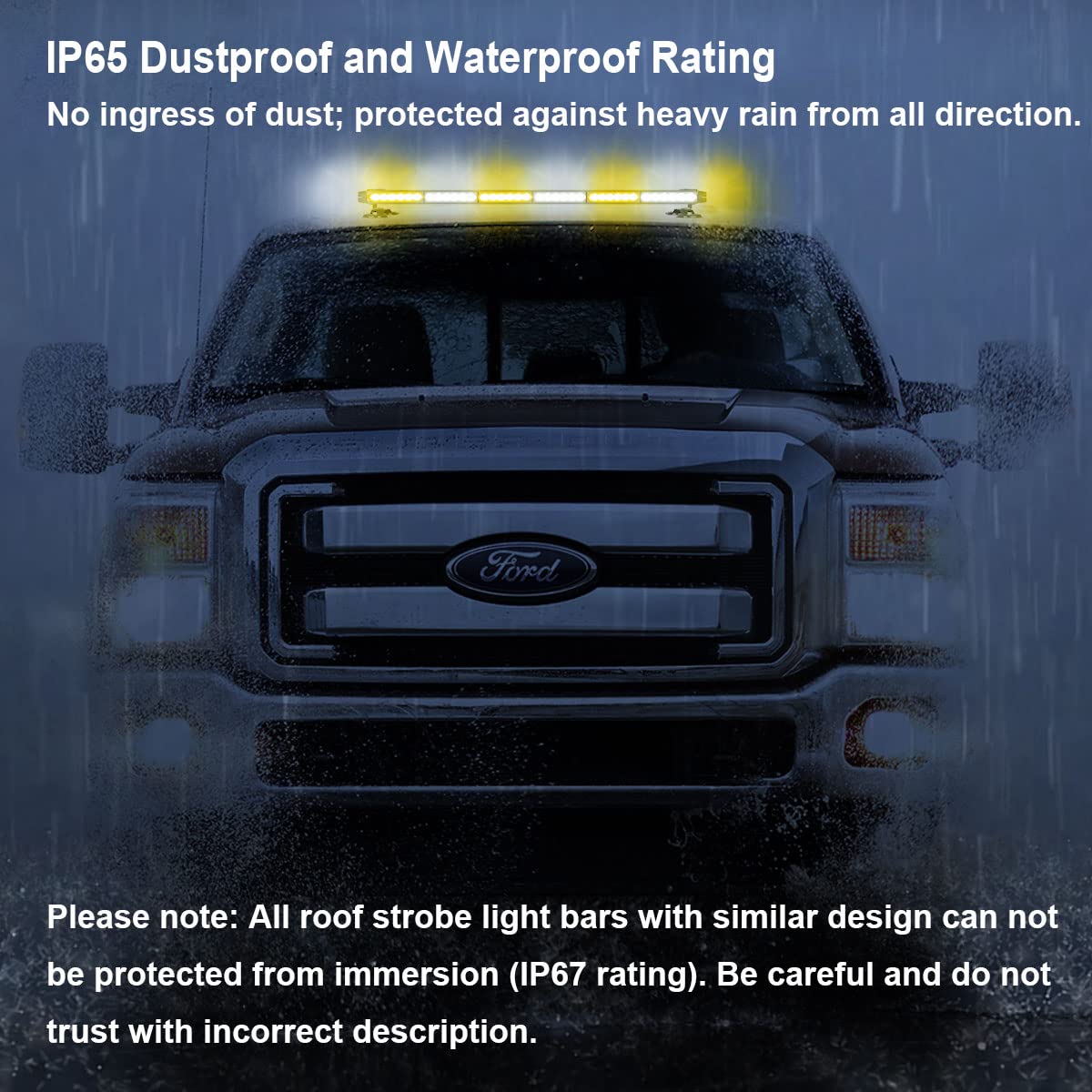 WOWTOU 80 LED Amber White Emergency Strobe Light Bar - Magnetic Roof Top Safety Warning Beacon for Trucks, Snow Plows & Construction Vehicles | Durable Flashing Caution Lights for Roadside Emergencies, Night Work & Hazard Zones