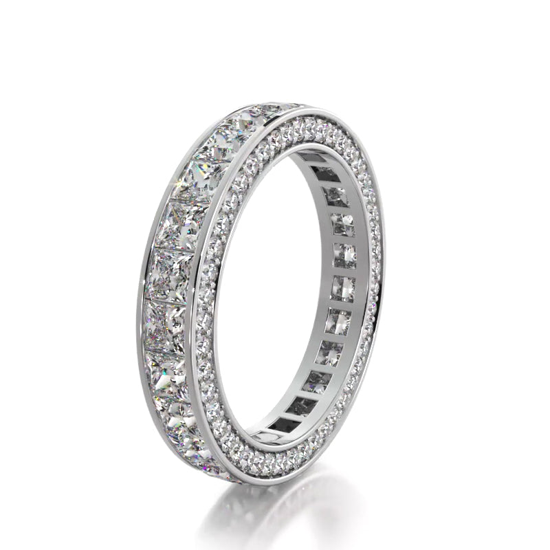 3.14 Carat Princess & Round Cut Diamond Eternity Band for Women - Wedding, Anniversary & Special Occasion Jewelry Gift