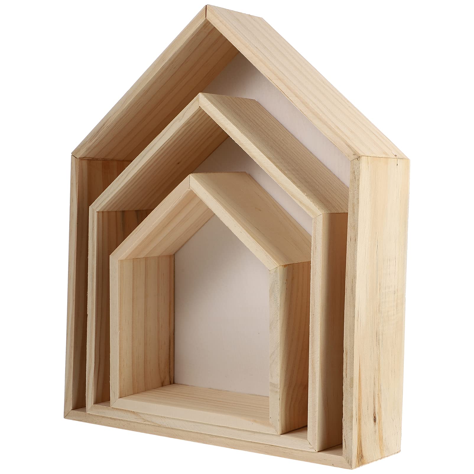 ARTIBETTER White House-Shaped Wooden Cubby Shelf - Set of 3 Wall Display Shelves for Toy Organizer, Storage & Crystal Display | Perfect for Kids Room, Living Room Decor & Home Organization