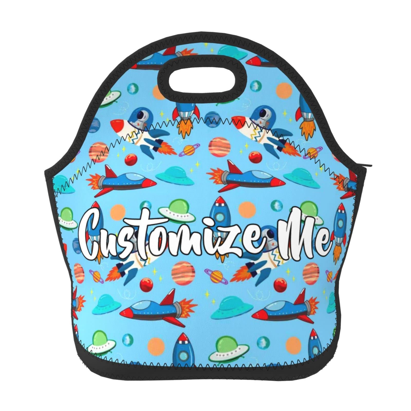 Personalized Space Rocket Insulated Lunch Bag - Custom Name Text, Thermal Cooler Tote for Travel, Picnic, Work & Outdoor Activities | Perfect for Kids, Office & Camping