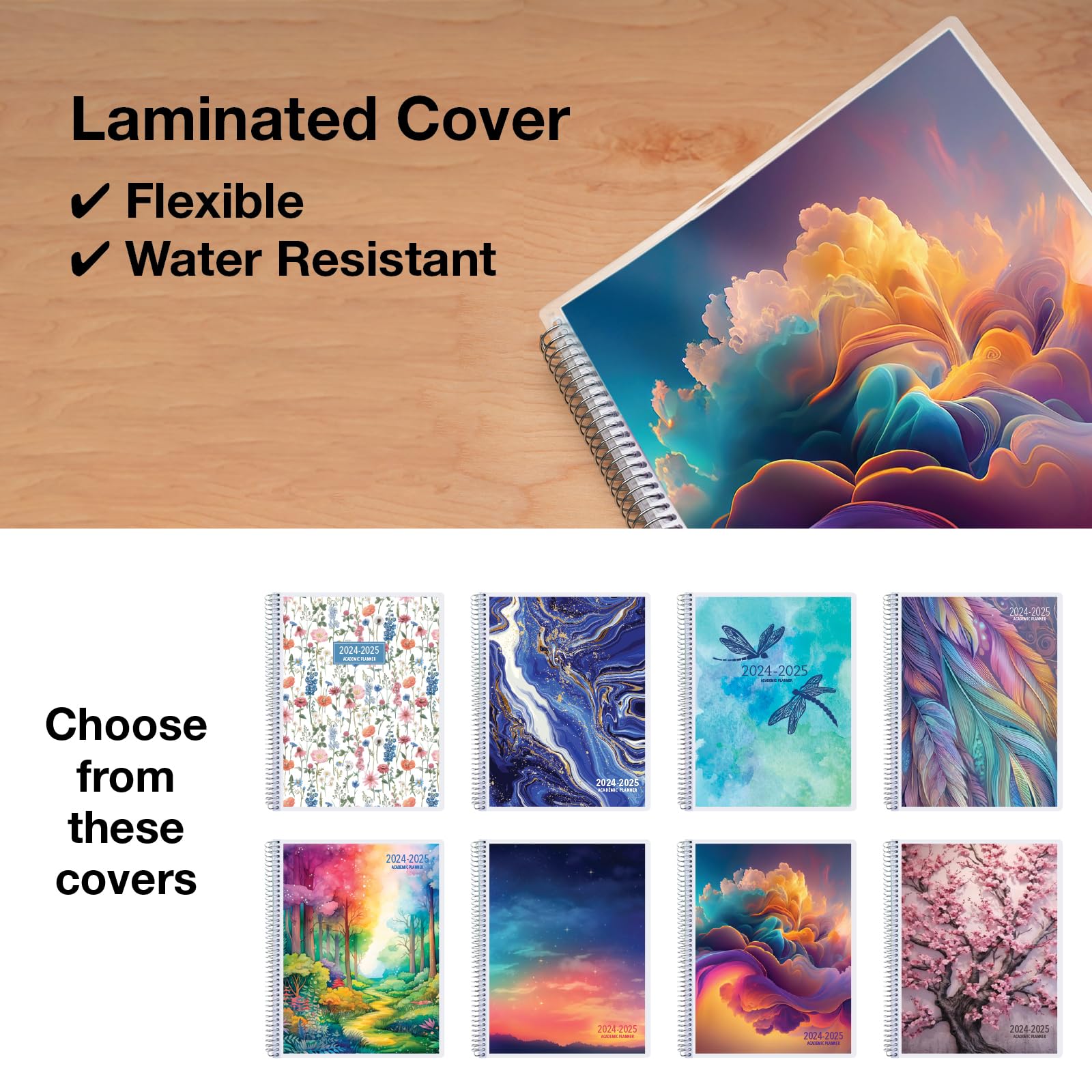 2024-2025 Pastel Peacock Laminated Fashion Planner - 8.5