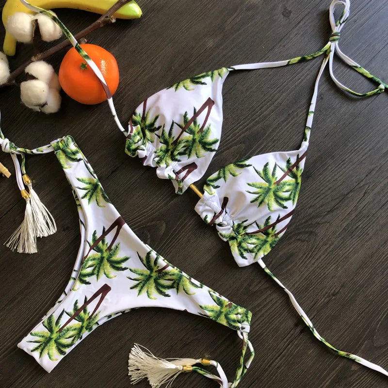 2024 New Women's Micro Bikini Set - 16 Color Options, Push Up Halter Brazilian Thong Swimwear for Summer Beach Vacation | Perfect for Pool Party, Tropical Getaway & Sunbathing