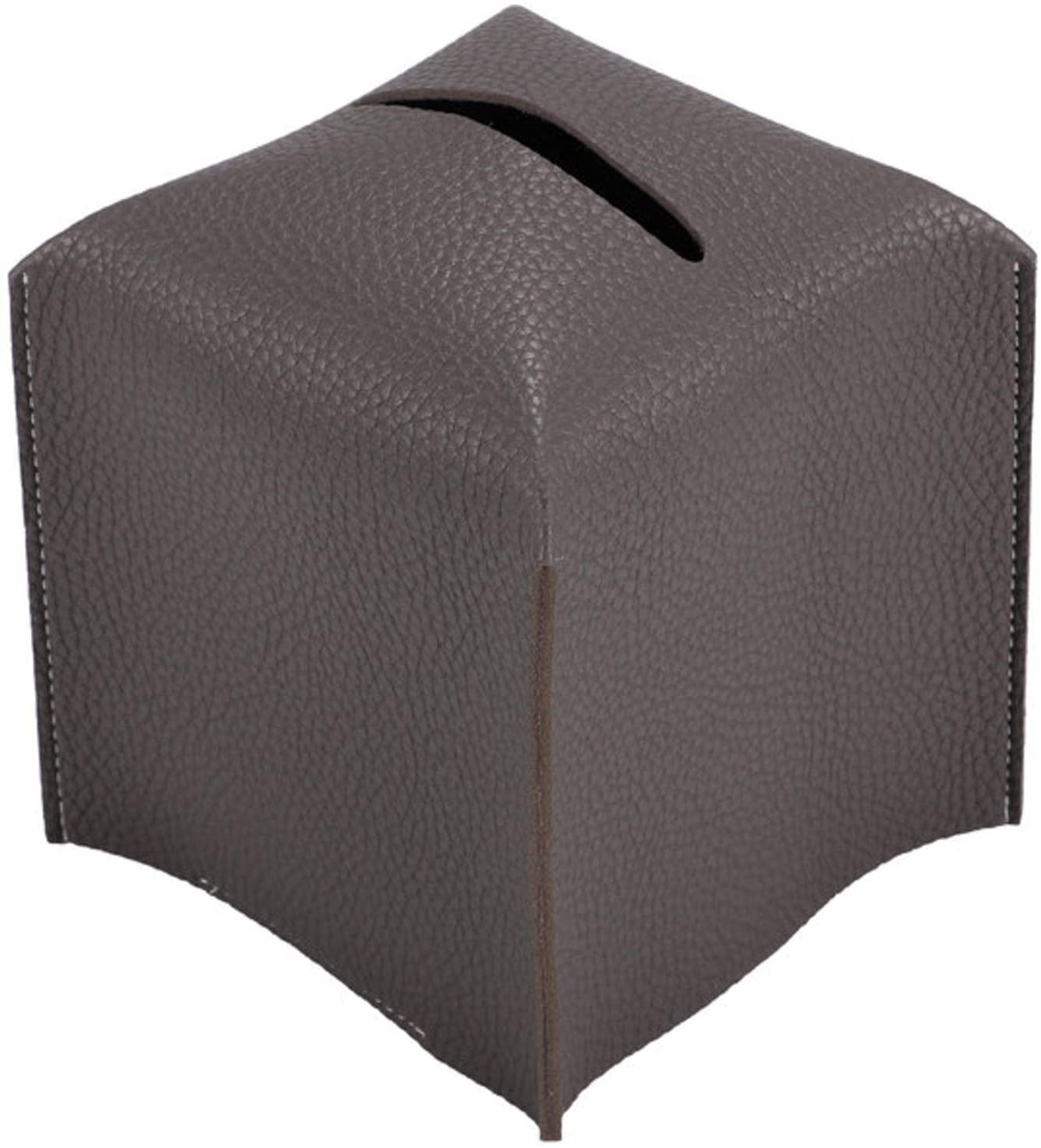 Premium PU Leather Tissue Box Cover - Square Decorative Tissue Holder for Bedroom, Living Room & Office | Light Gray Tissue Dispenser with Easy Paper Extraction | Home & Office Decor Accessory