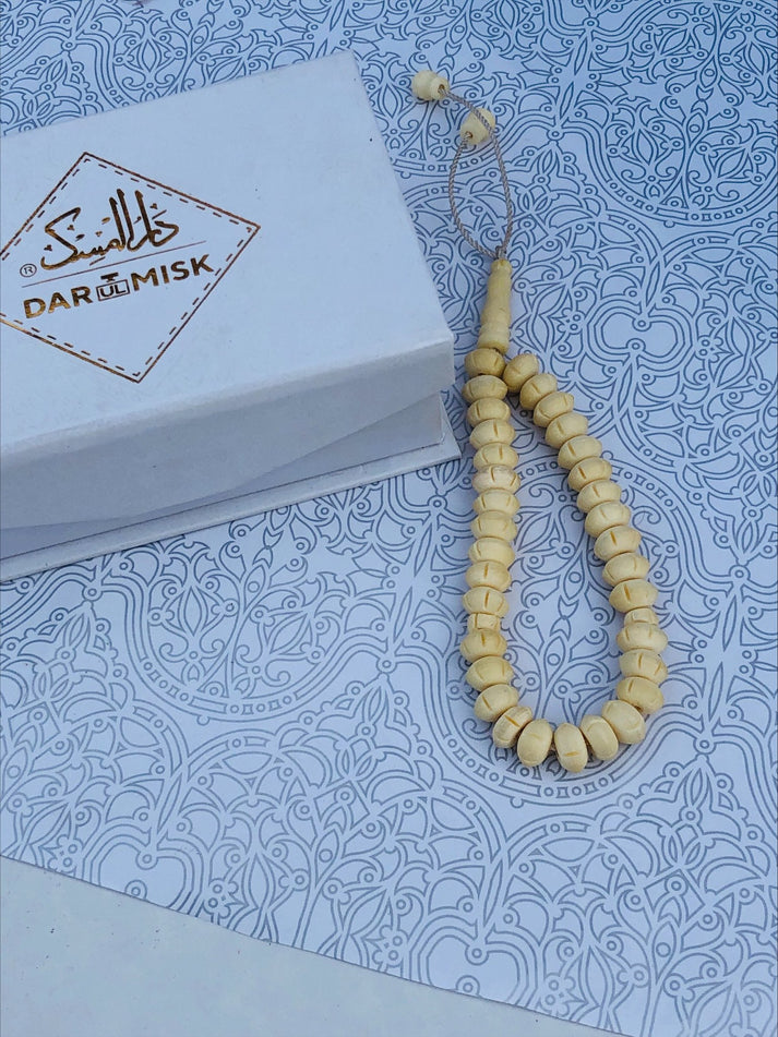 Premium Camel Bone Tasbih Prayer Beads (33 Count) - Authentic Islamic Misbaha Made in Saudi Arabia | Medium Size Beads for Zikr & Meditation | Perfect for Daily Prayers, Stress Relief & Spiritual Connection