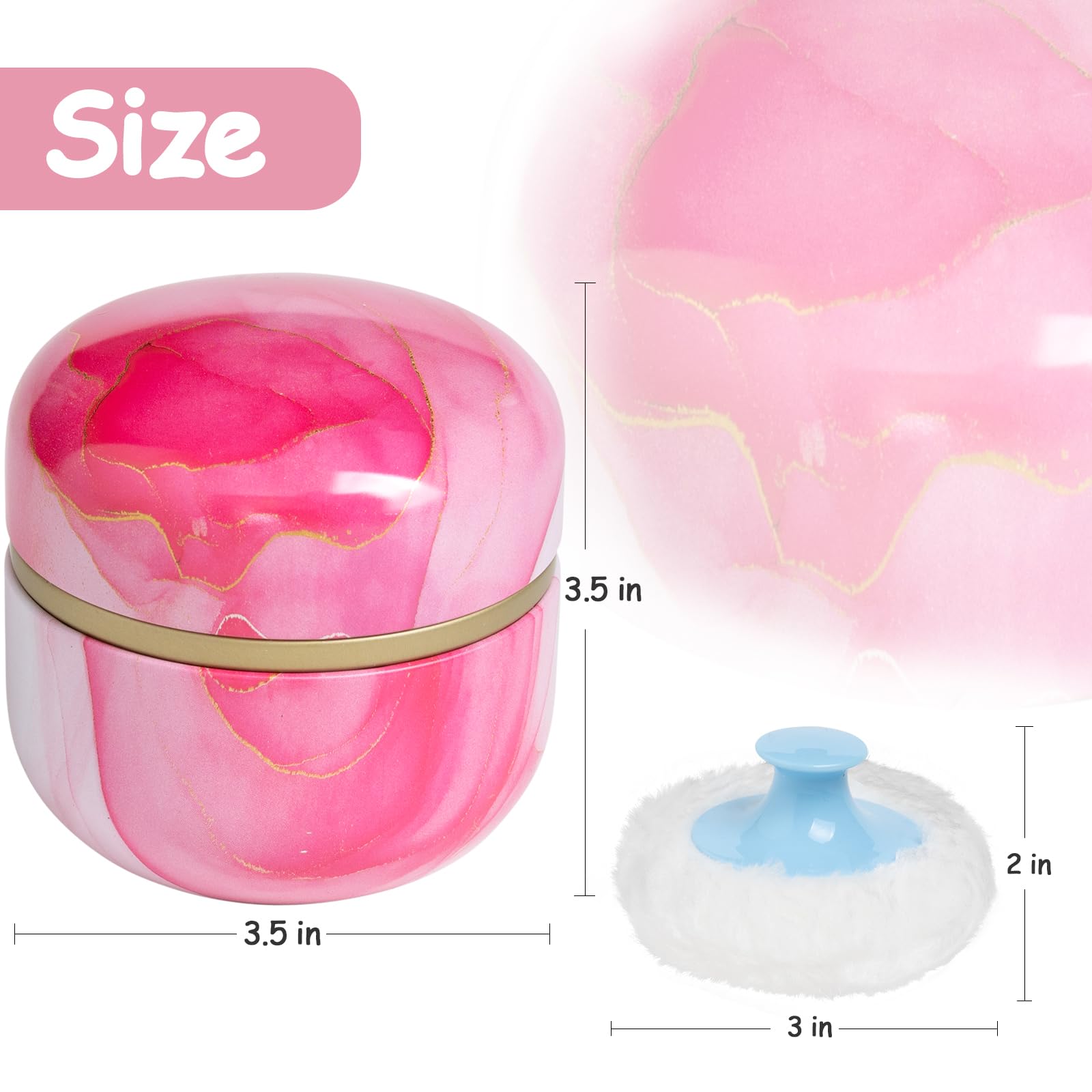 Premium Powder Puff & Loose Powder Container Set for Women & Baby - Travel-Friendly Body Dusting Powder Case with Soft Puff (Glacier Pink) | Perfect for Makeup Touch-Ups, Baby Care & On-the-Go Use