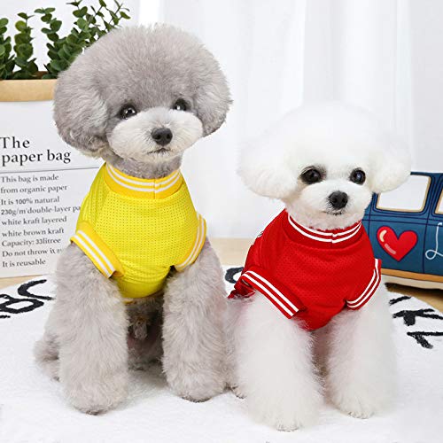 Breathable Basketball Mesh Dog T-Shirt - Comfortable Pet Sportswear for Puppies, Spring & Summer Fashion (Red, Medium) - Perfect for Outdoor Play, Walks & Training