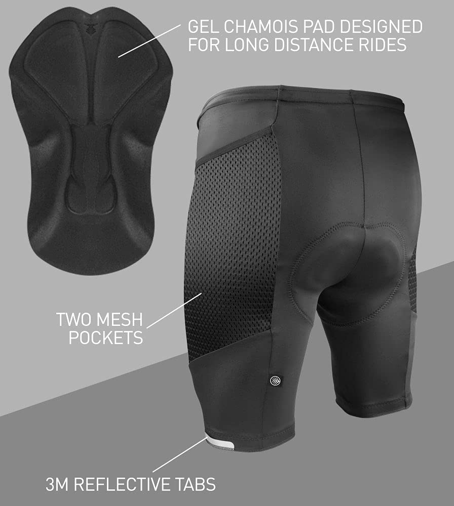 Men's Gel Touring Padded Bike Shorts with Innovative Mesh Pockets - USA Made | Comfortable Cycling Shorts for Road Biking, Mountain Biking & Commuting