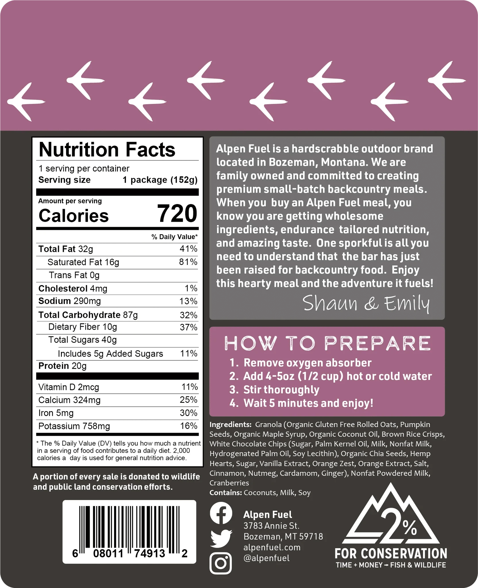 Alpen Fuel Cranberry White Chocolate Granola - Nut Free, Gluten Free, Healthy Snack for Hiking, Camping & On-The-Go Energy Boost