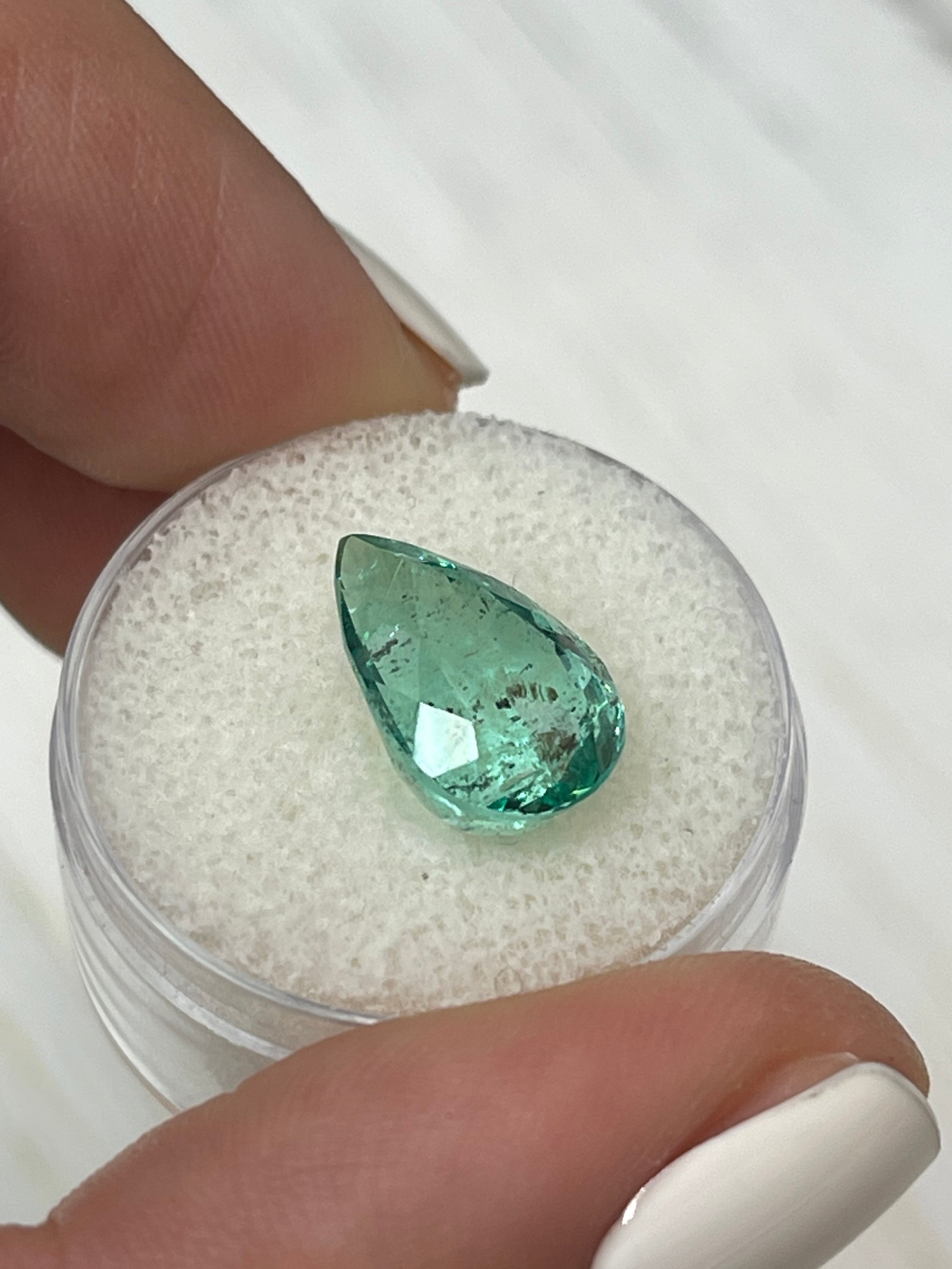 5.20 Carat 14x10mm Natural Loose Colombian Emerald Pear Cut Gemstone - Vivid Green with Unique Inclusions for Jewelry Making, Engagement Rings & Collector's Items