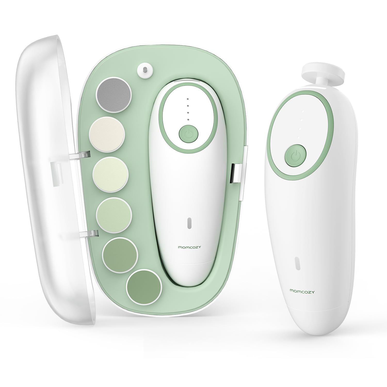 Momcozy Electric Baby Nail Trimmer - Rechargeable & Gentle Baby Nail File with 7 Replacement Pads | Safe & Painless Baby Nail Clipper for Newborns & Toddlers | Perfect for Home, Travel & Nursery Care
