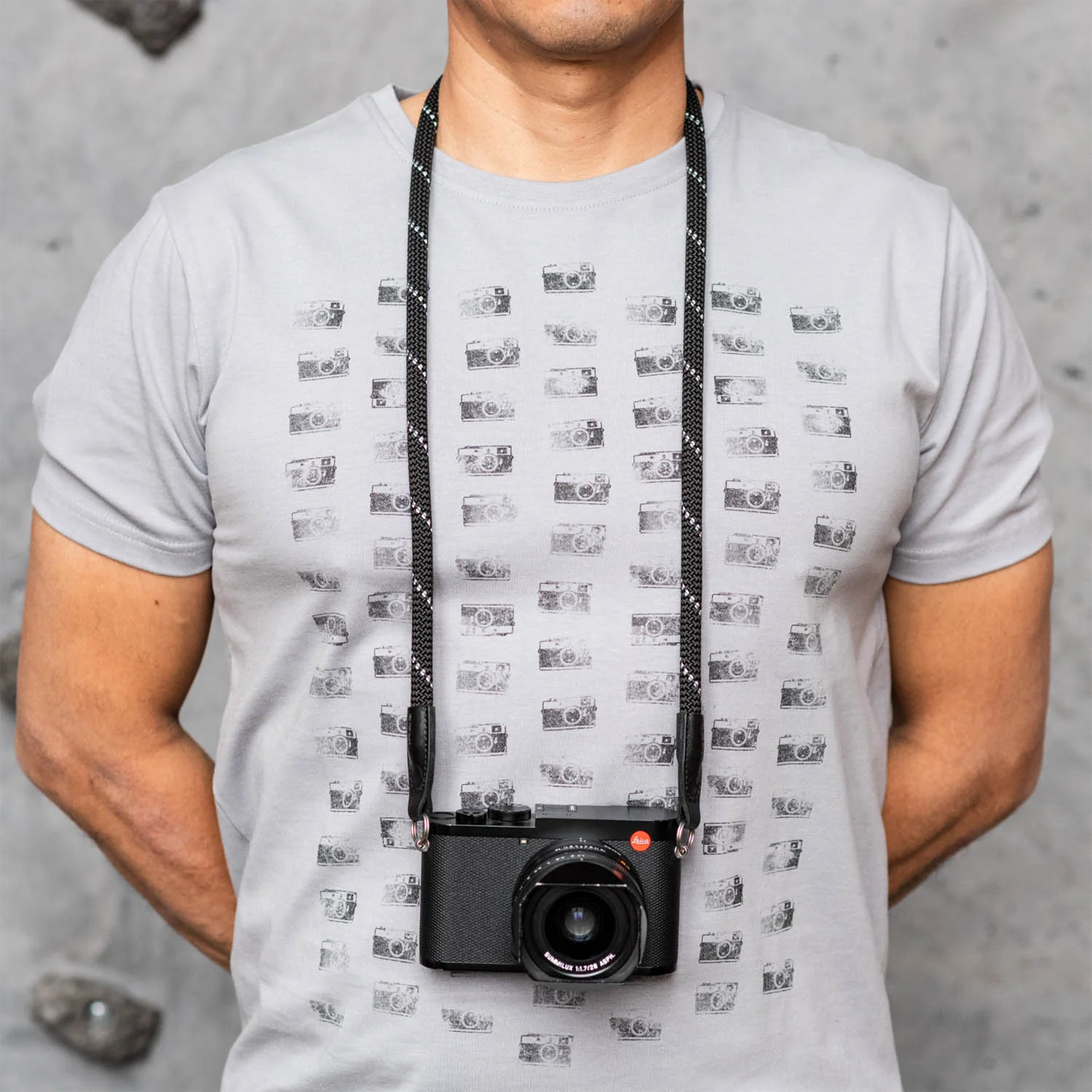 Cooph Leica Rope Strap with Split Ring - 49.6 Inch (26cm) Adjustable Camera Neck Strap - Black Reflective Design for DSLR & Mirrorless Cameras - Perfect for Travel, Street Photography & Outdoor Shooting