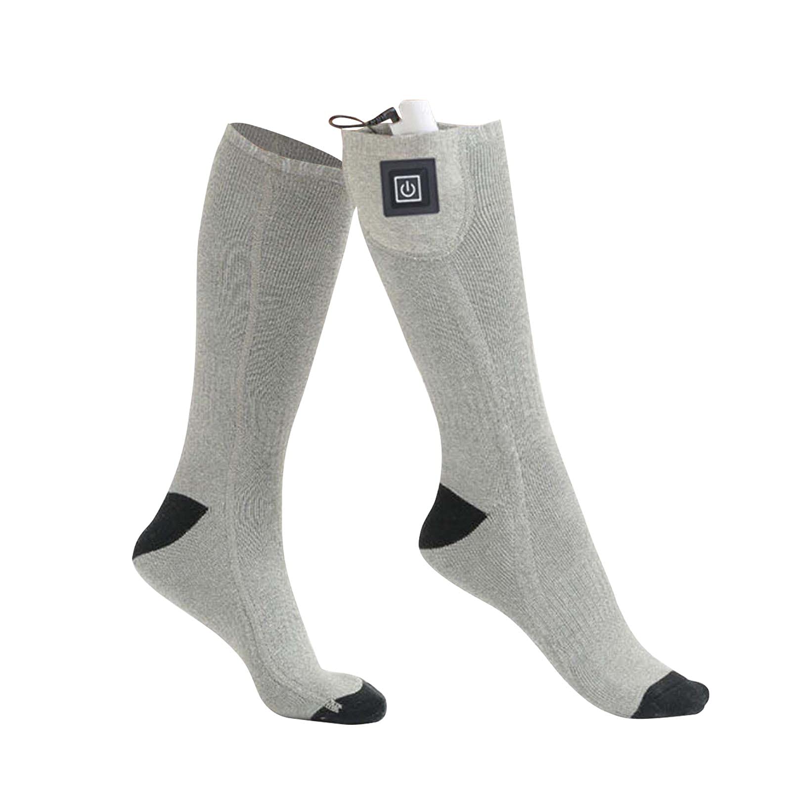 Electric Heated Thermal Socks for Men & Women - Adjustable Heating Settings, Winter Warm Socks (Gray) - Perfect for Outdoor Activities, Skiing, Hiking & Cold Weather Comfort