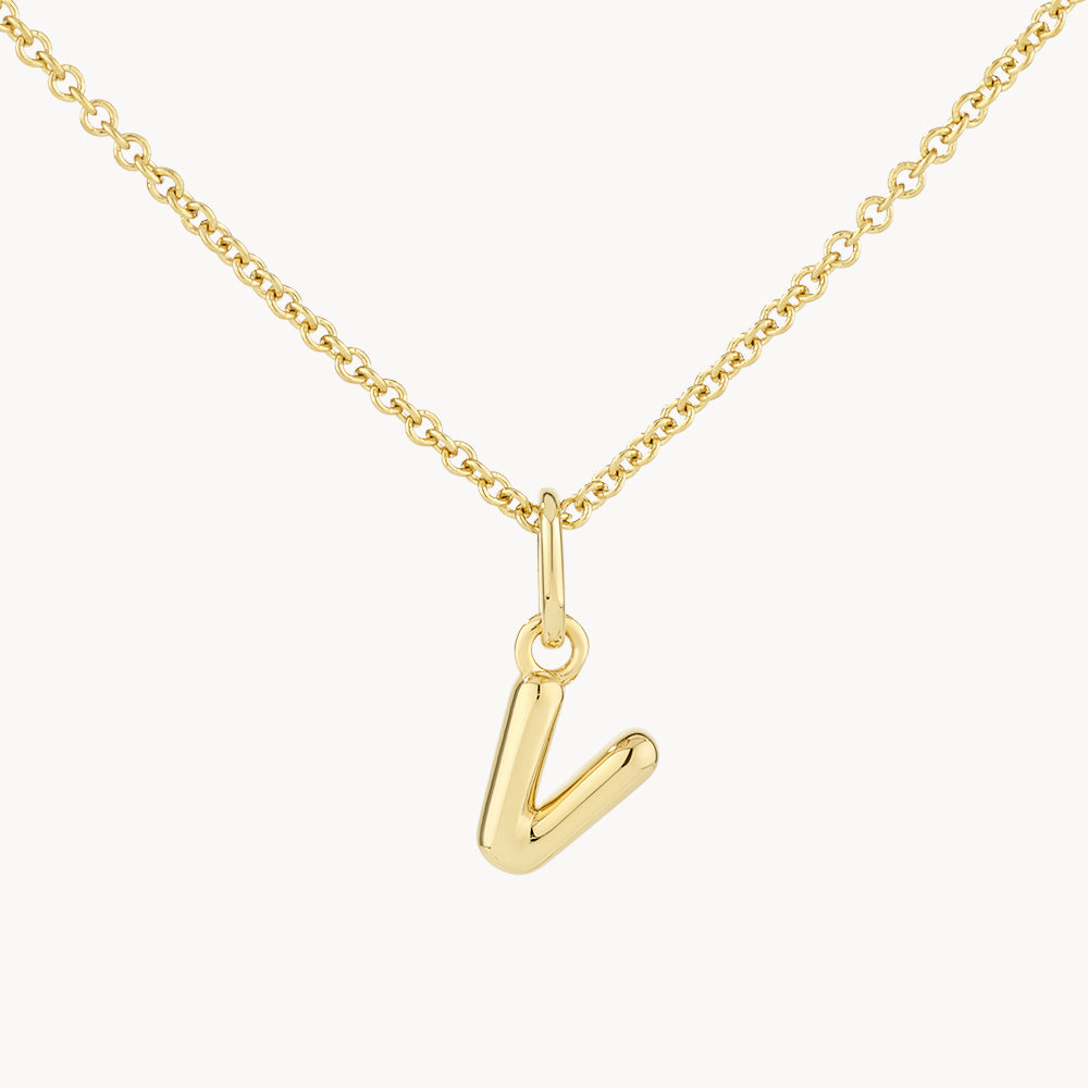 Gold Bubble Letter Necklace - Personalized Initial Pendant for Women - Perfect for Gifts, Birthdays & Everyday Wear