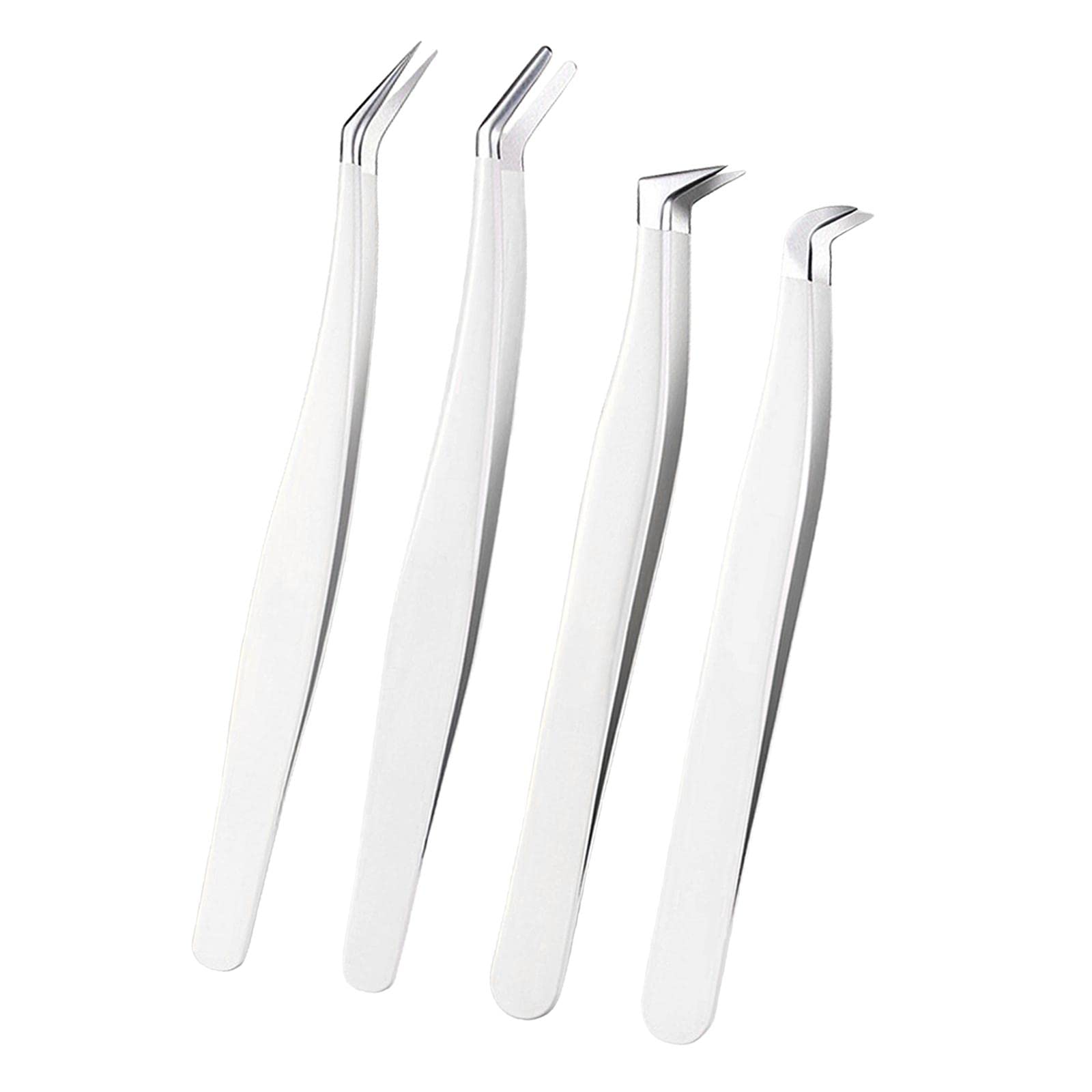 Professional Eyelash Extension Tweezers & Remover Clip Set - 2 Round & 2 Pointed Tips for Home & Salon Use - Perfect for Lash Extensions, False Lashes & DIY Beauty