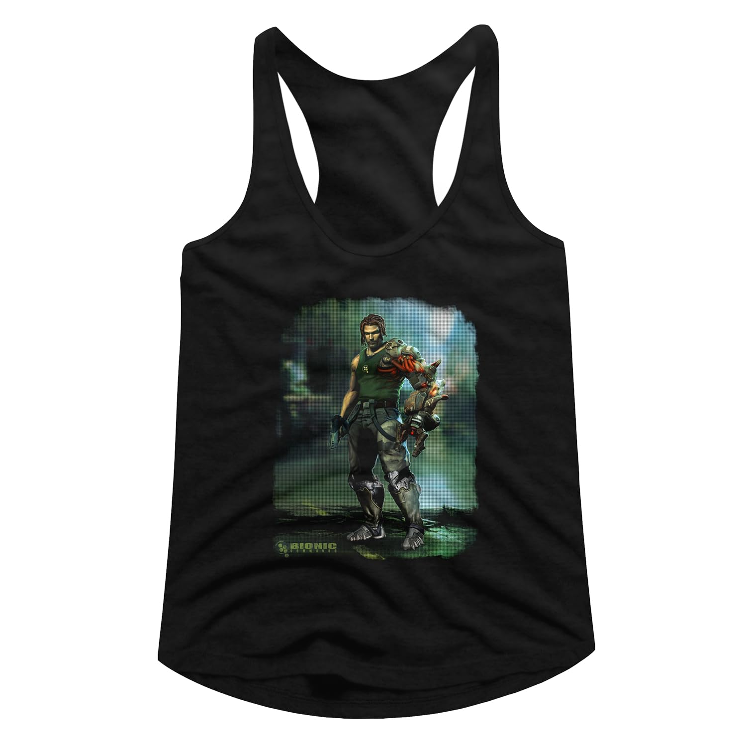 Bionic Commando Arcade Video Game Inspired Robot & Damaged Road Design Women's Tank Top - Perfect for Gaming Enthusiasts & Retro Fashion Lovers