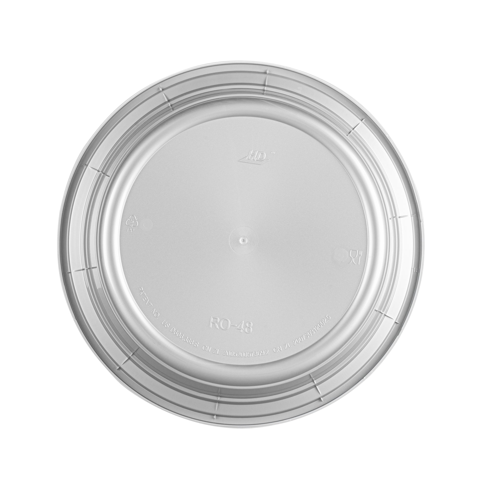 48oz Round Silver Plastic Takeout Containers with Clear Lids - 100 Pack (9