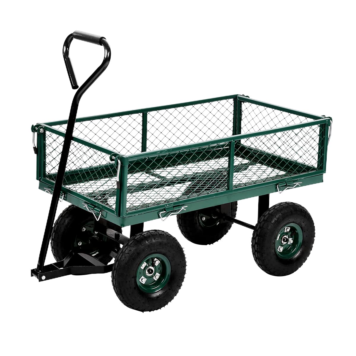 Heavy Duty Folding Garden Cart with Mesh Steel Frame & 11