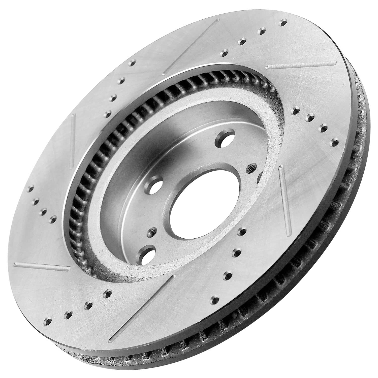 High-Performance 296mm Drilled & Slotted Front Brake Rotors with Ceramic Pads - Compatible with Toyota Camry, Avalon, Lexus ES350 & ES300H - Complete Brake Rotor Kit Includes Cleaner - Perfect for Daily Commuting, Highway Driving & Performance Upgrades