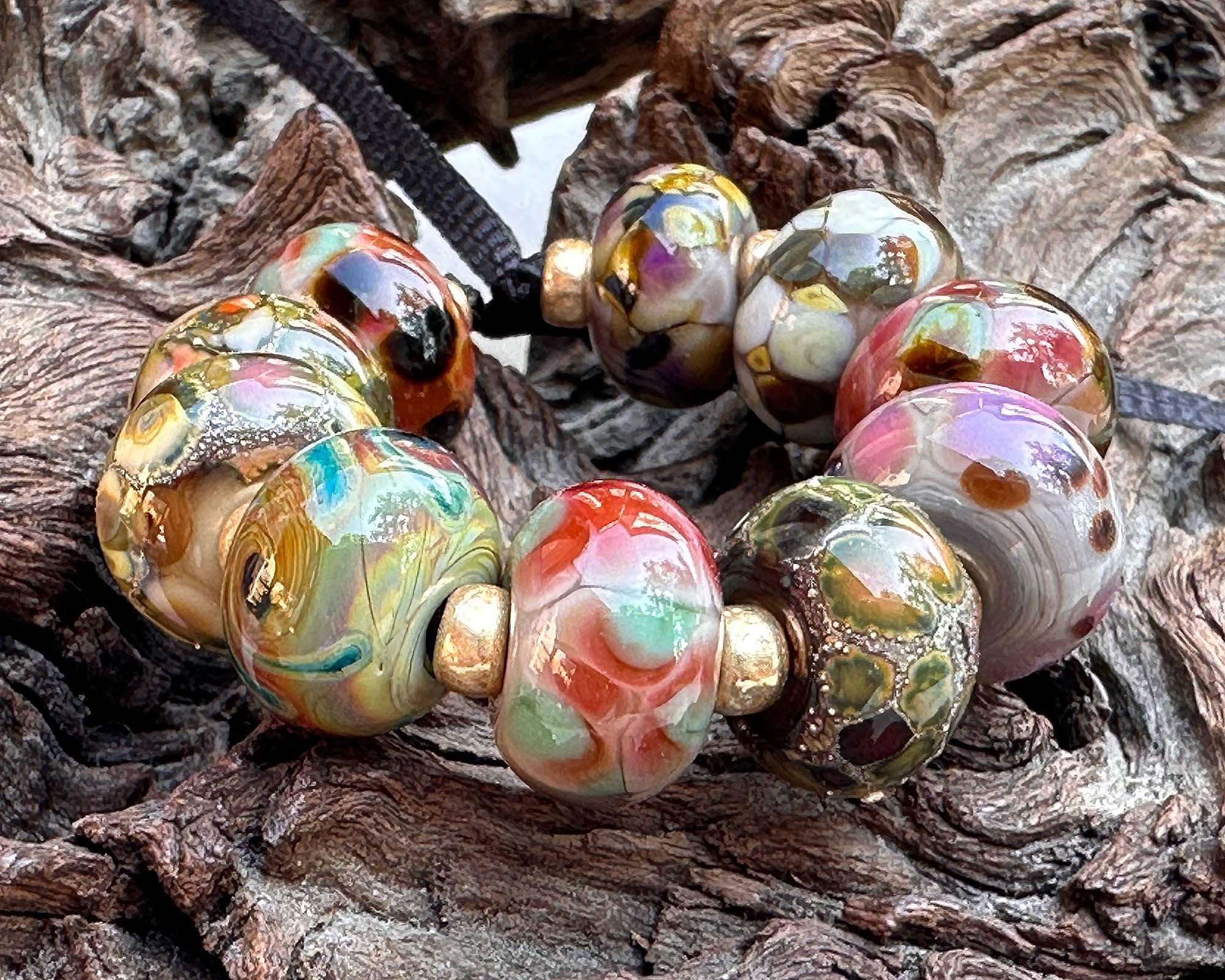 10 Mixed Brown Orphan Lampwork Beads for Jewelry Making - Handmade Glass Beads for Bracelets, Necklaces & DIY Crafts - Perfect for Beaders and Artisans