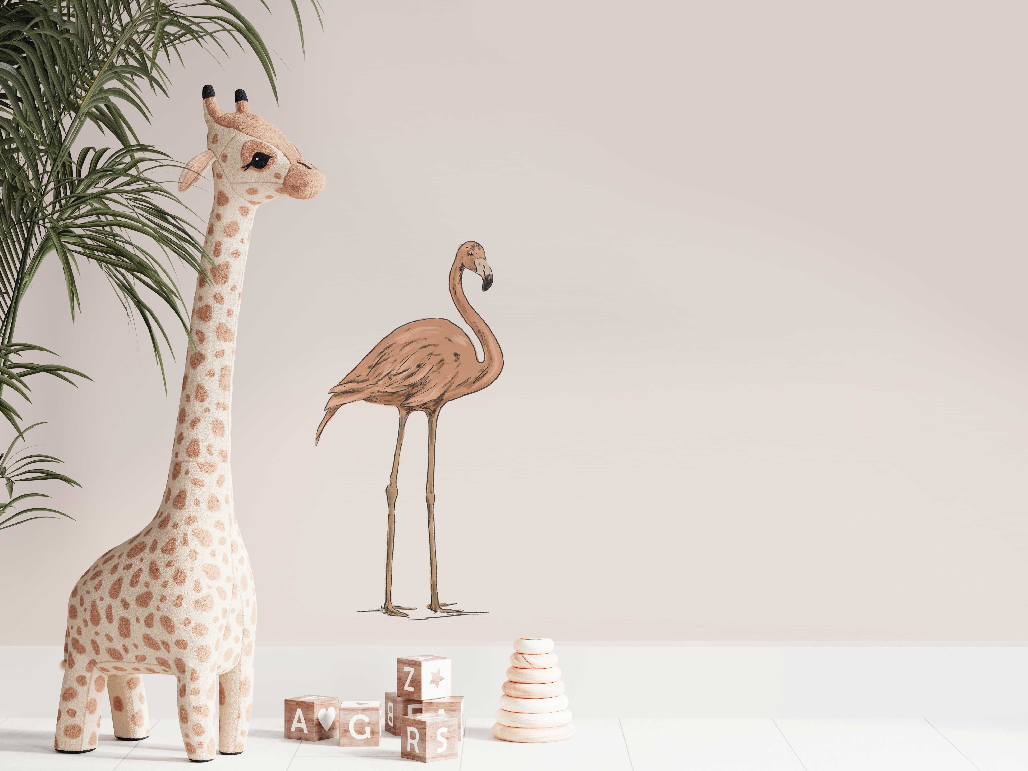 Flamingo Jungle Jazz Wall Stickers - Self-Adhesive Decals for Home, Nursery & Office Decor - Perfect for Kids' Rooms, Living Rooms & Bedrooms