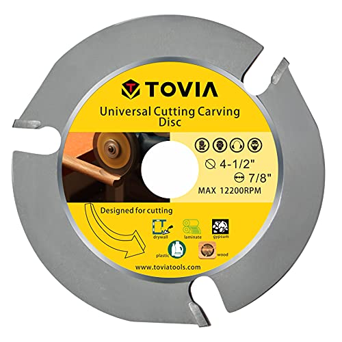 T TOVIA 4 1/2 Inch Wood Carving Disc for Angle Grinder - 115mm Circular Saw Blade for Cutting, Sculpting & Shaping Wood - 7/8