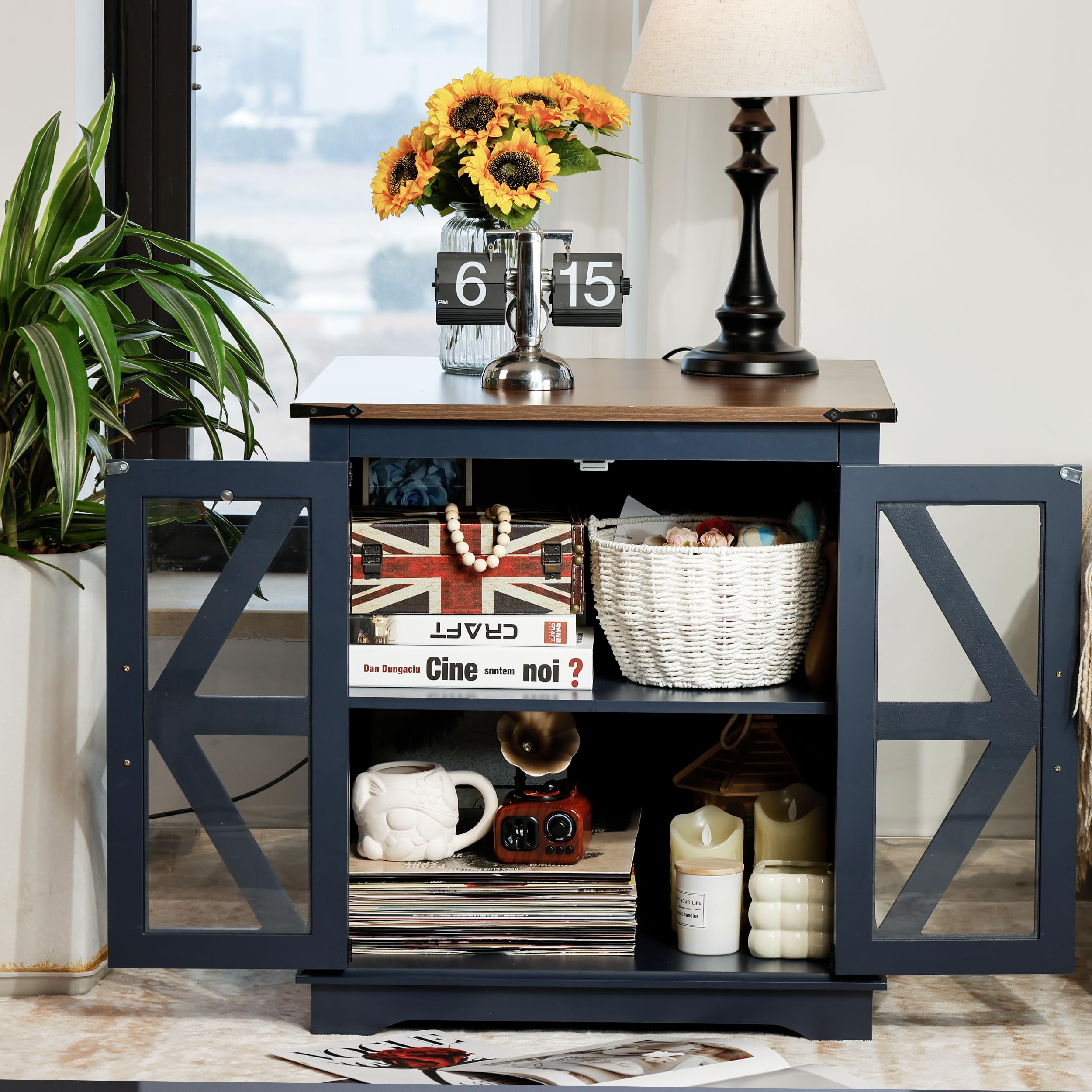 Rustic Farmhouse End Table with Storage - 24