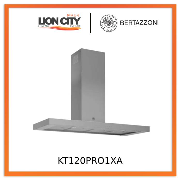 Bertazzoni KT120PRO1XA 120cm Stainless Steel Wall Mounted Range Hood - Powerful Kitchen Ventilation for Cooking, Grilling & Frying