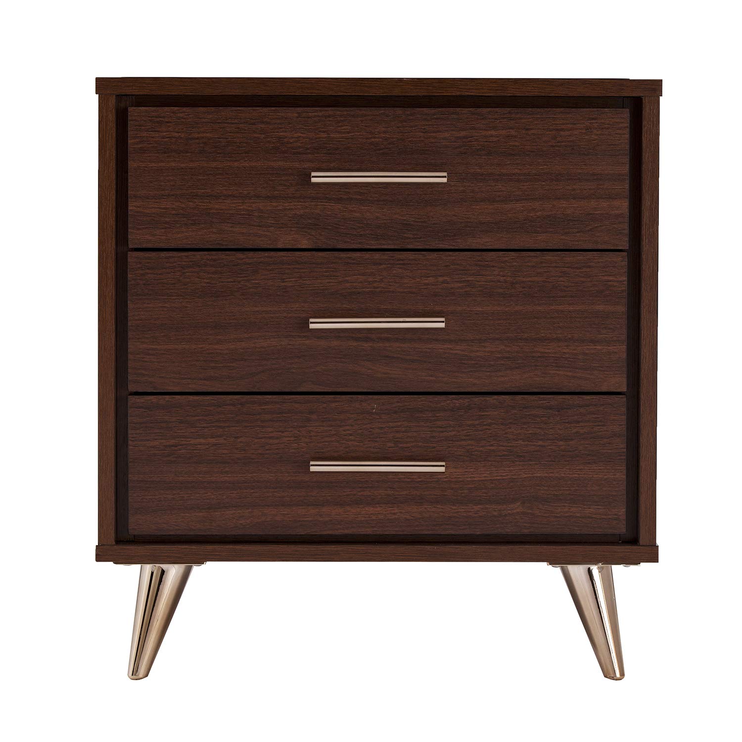 SEI Furniture Oren Bedside Table with Drawers - Brown Wood Nightstand for Bedroom, Living Room, or Office - Compact Storage End Table with Drawer Space