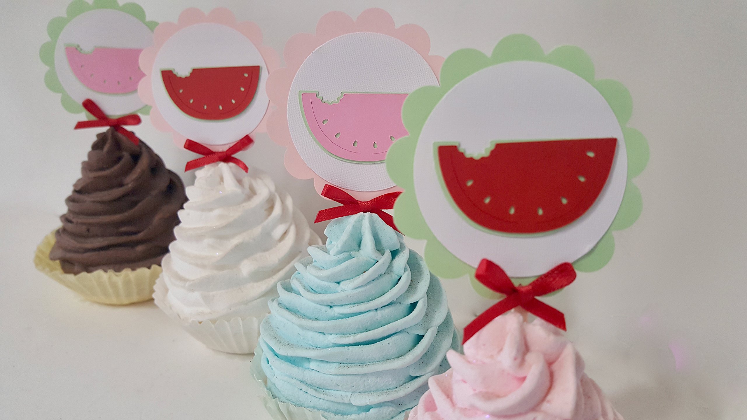 12-Pack Watermelon Cupcake Toppers - Summer Party Decorations for Birthday, Baby Shower & Wedding Cakes