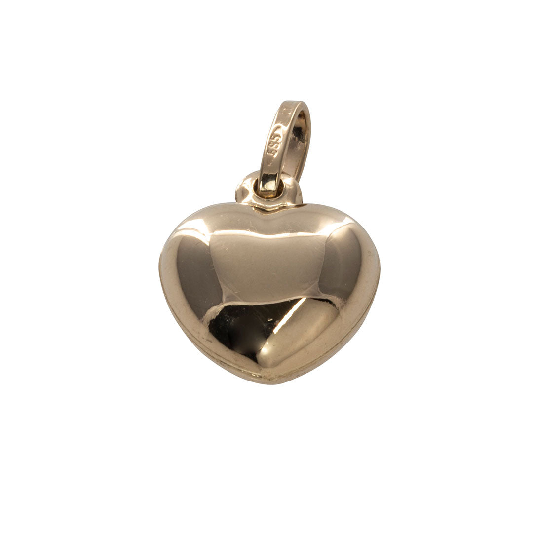 14K Gold Puffed Heart Charm Pendant Necklace for Women - Dainty Elegant Jewelry Gift for Valentine's Day, Anniversary & Special Occasions