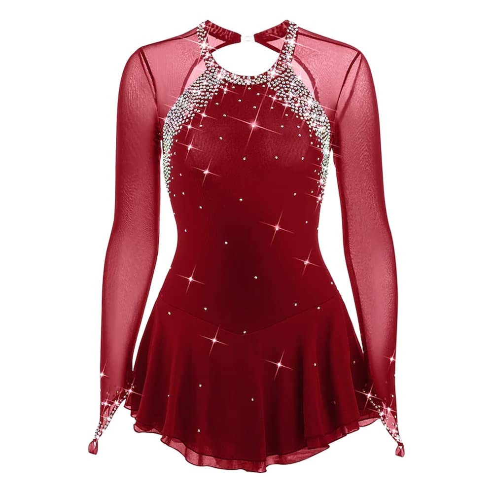 Dark Black Figure Skating Dress for Women & Girls – Elegant & Simple Skating Skirt Costume – Perfect for Ice Skating, Performances & Competitions