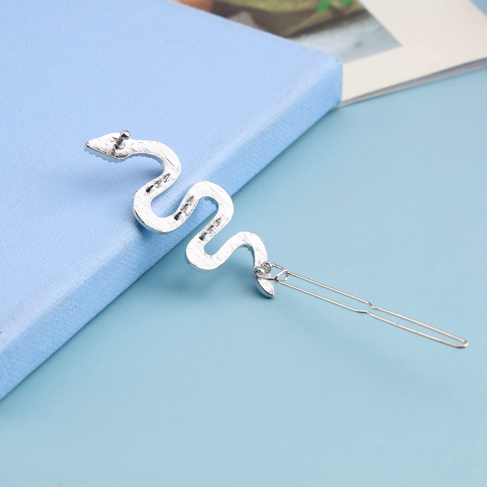 Boho Crystal Snake Hair Clip - Silver Rhinestone Pave Barrette Pin for Women & Girls | Elegant Minimalist Side Hair Clips | Perfect for Weddings, Parties & Everyday Wear