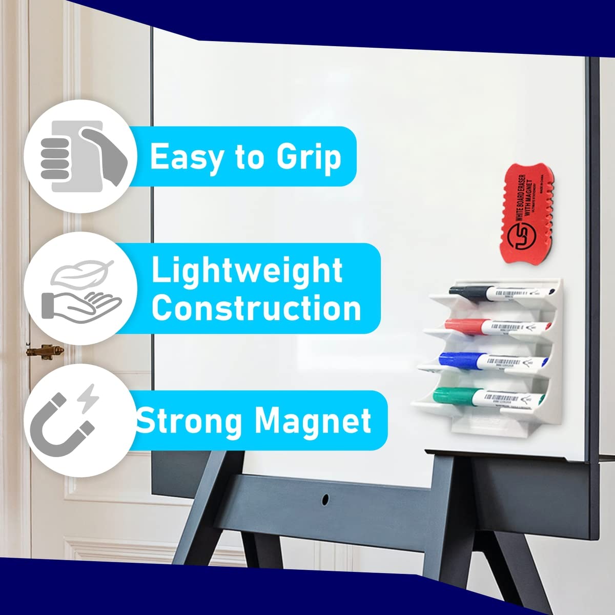 8 Pack Magnetic Dry Erase Erasers for Whiteboard, Chalkboard & Glass - Perfect for Classrooms, Offices & Home Use
