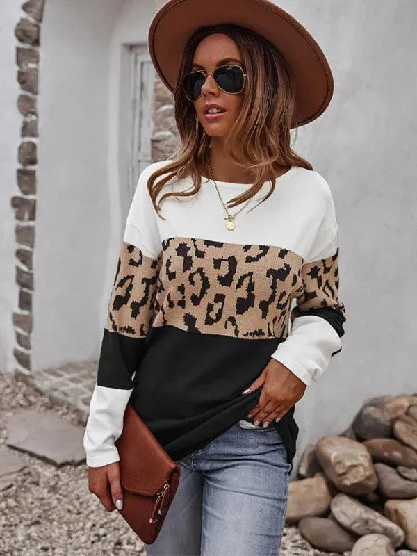 Wild Print Women's Sweater Top - Cozy Knit Pullover for Fall & Winter - Perfect for Casual Outfits, Office Wear, and Holiday Gatherings