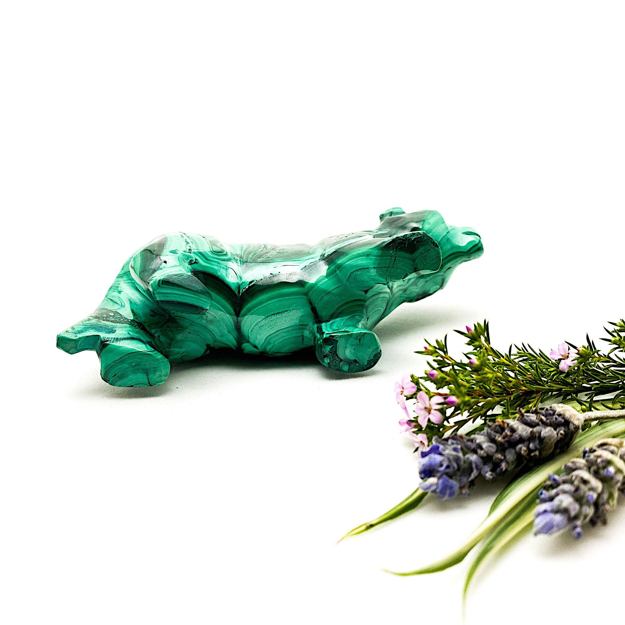 Handcrafted Malachite Tiger Carving - Natural Stone Sculpture for Home Decor, Feng Shui & Gift Giving | Perfect for Office Desk, Living Room & Meditation Space