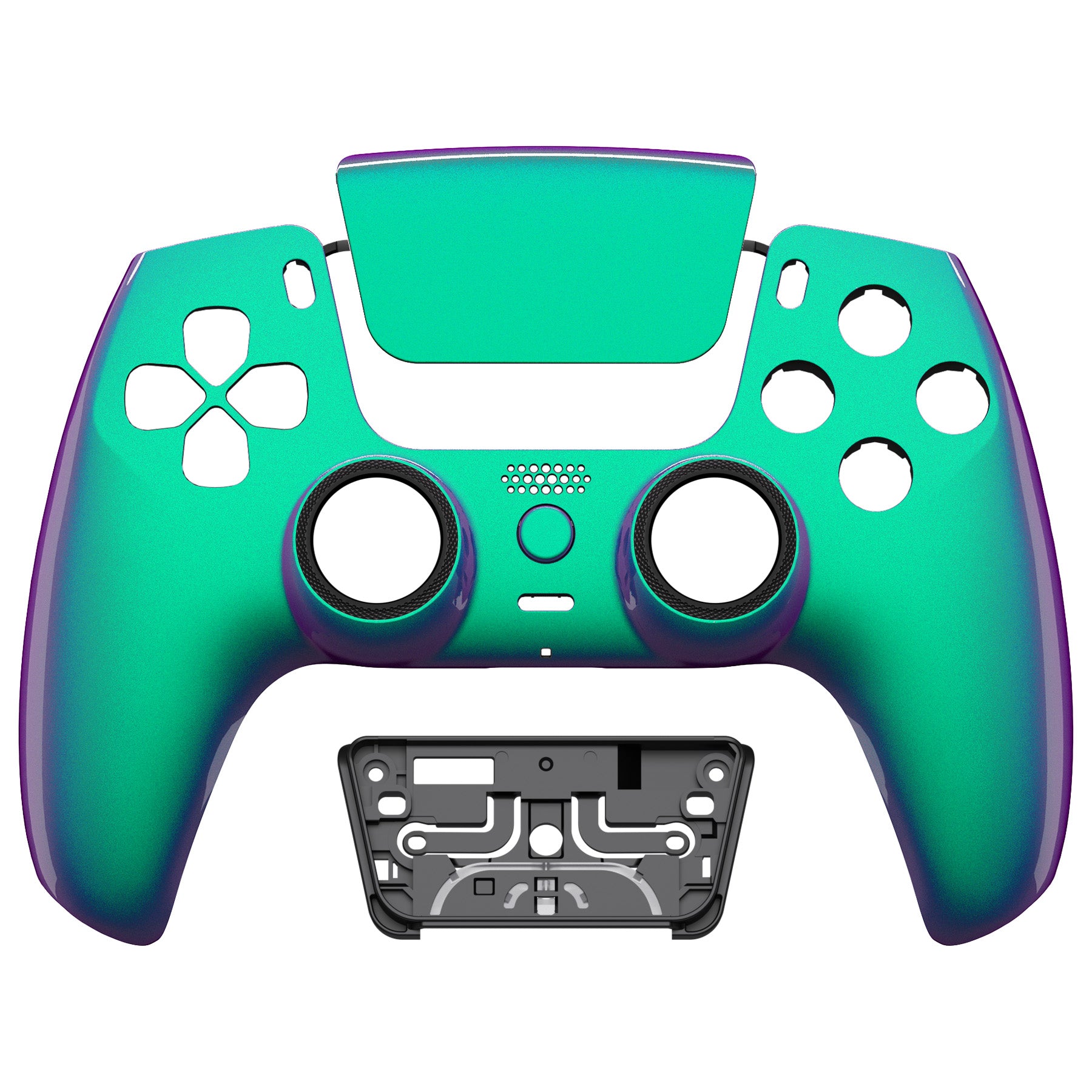 eXtremeRate LUNA Redesigned PS5 Controller Front Shell with Touchpad - Compatible with BDM 010/020/030/040/050 Models - Chameleon Green Purple - Perfect for Gaming, Customization & Controller Repair