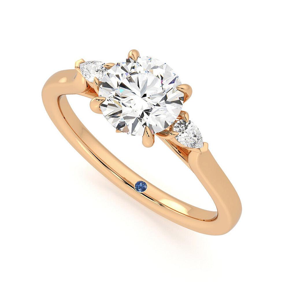 Exquisite Three Stone Round Moissanite Engagement Ring with Hidden Anniversary Accent - Perfect for Proposals, Weddings & Anniversary Gifts
