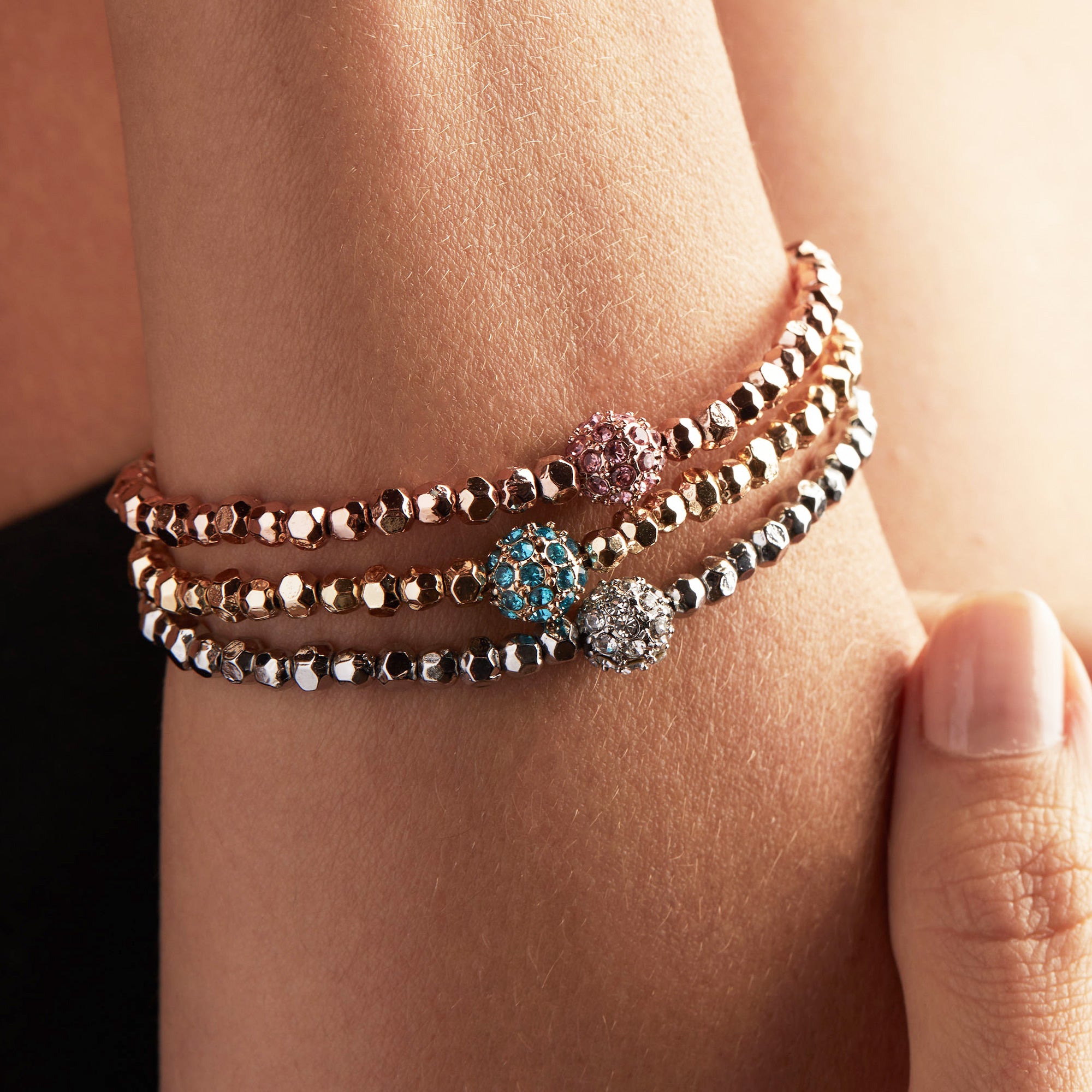 Pink Fireball Bracelet for Women - Stylish Crystal Beaded Adjustable Wristband for Party, Wedding, and Everyday Wear