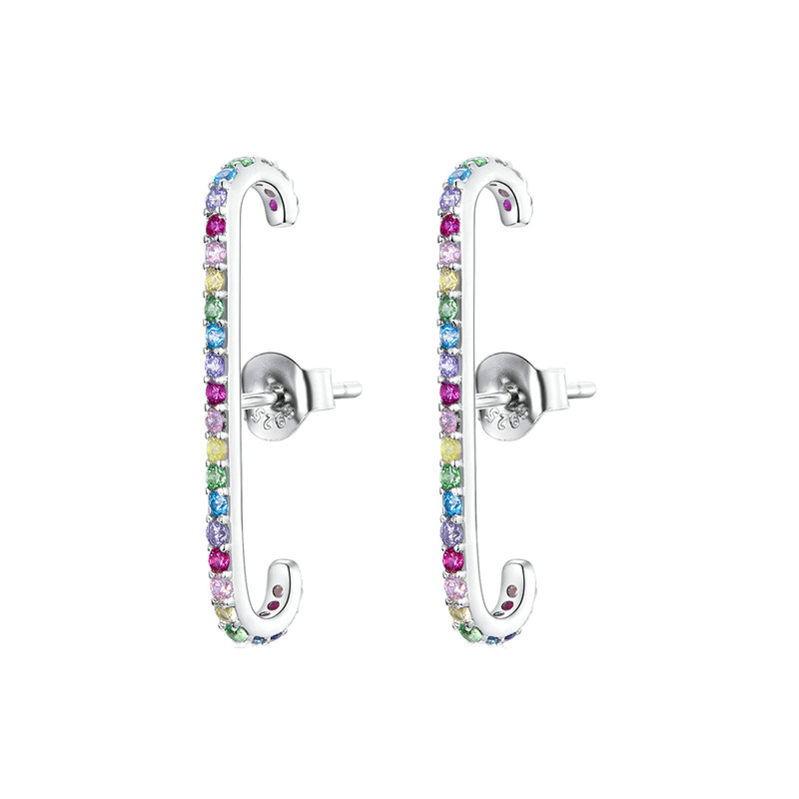 Colorful Rainbow Enamel Stud Earrings for Women & Girls - Hypoallergenic 925 Sterling Silver Asymmetrical Earrings - Perfect for Everyday Wear, Parties & Gifts