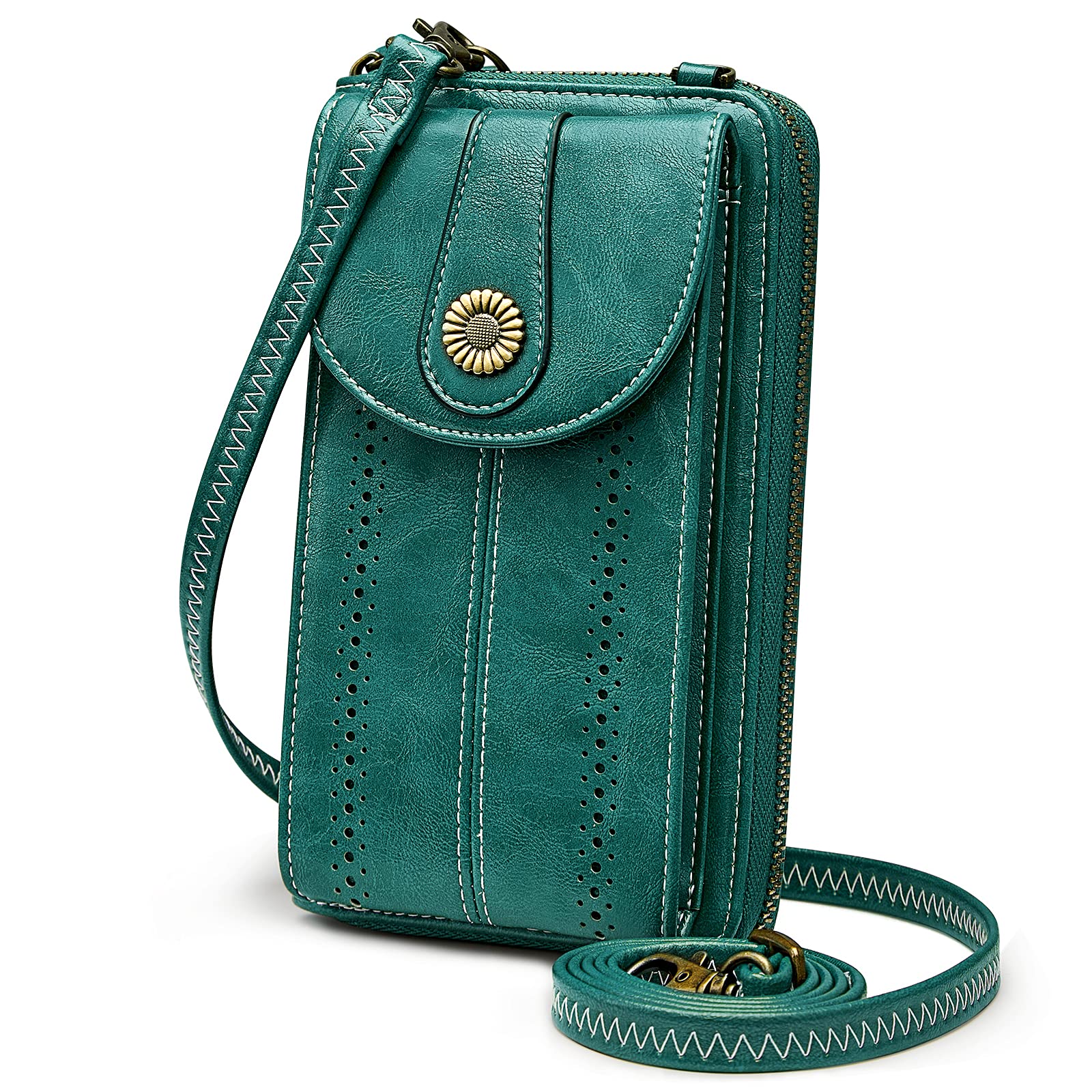 RFID Blocking 6.7 Inch Phone Purse for Women - PU Leather Small Crossbody Bag with Retro Hollow Design - Perfect for Travel, Shopping & Daily Use