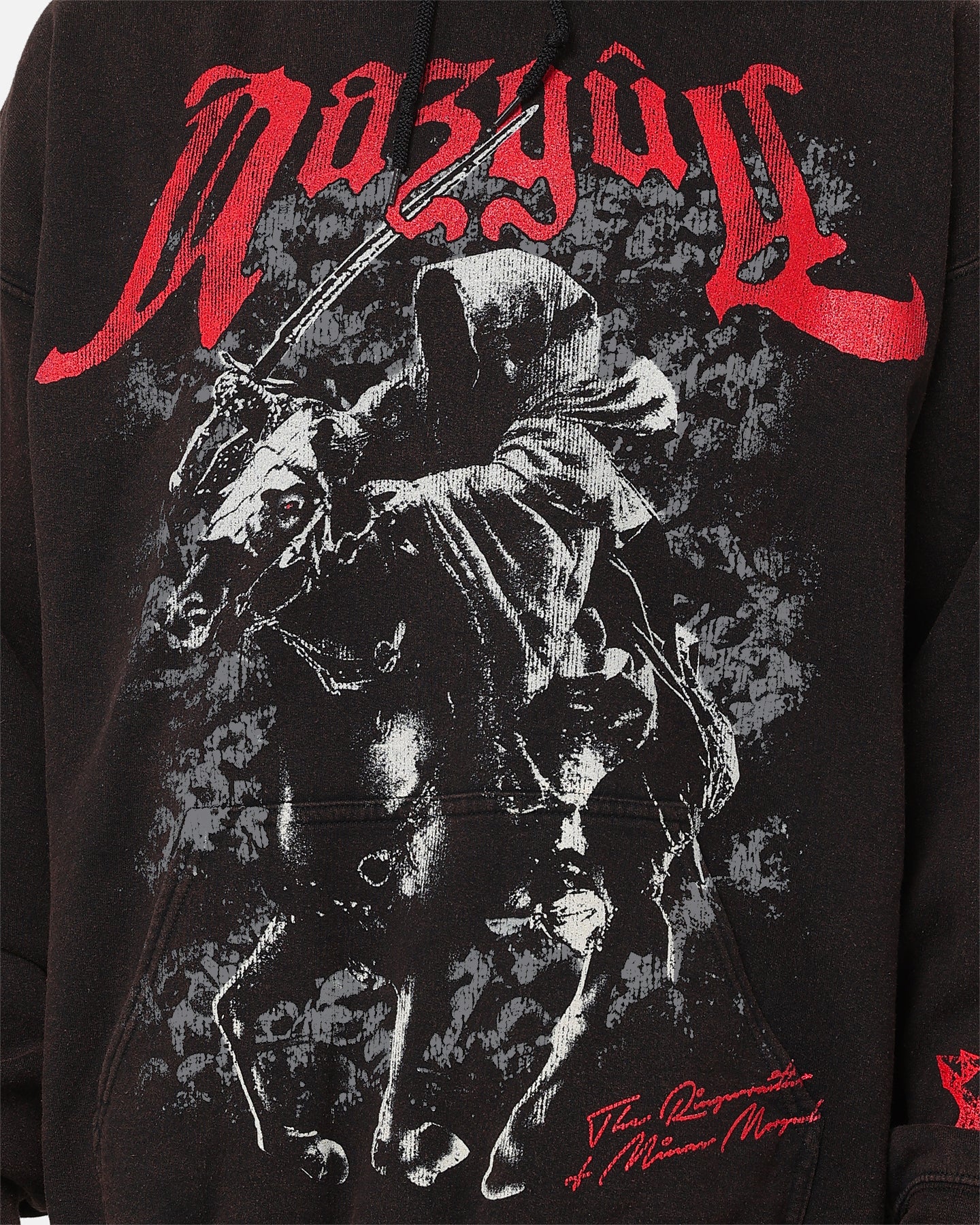 Vintage Lord of the Rings Nazgul Hoodie - Distressed Black Wash | American Thrift | Perfect for Fantasy Fans & Movie Night Outfits