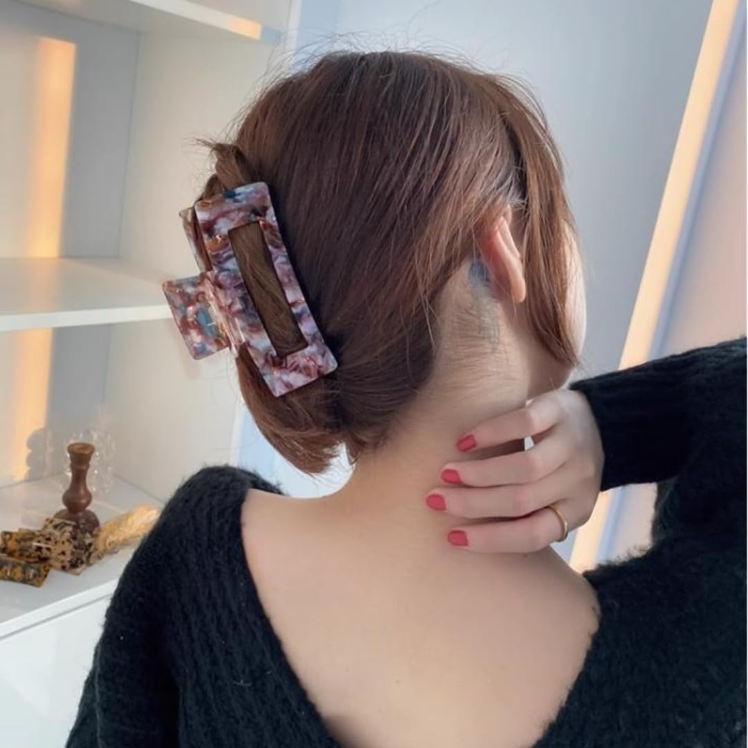 Large Tortoise Shell Hair Claw Clip 4.1 Inch - 2 Pack Banana Clips for Thick & Curly Hair - Premium Cellulose Acetate Hair Accessories for Women - Perfect for Beach, Work, and Everyday Styling