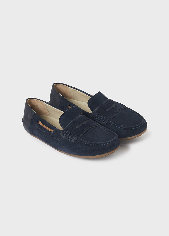 Mayoral Boys Navy Leather Moccasins - Comfortable Casual Shoes for School, Play & Everyday Wear