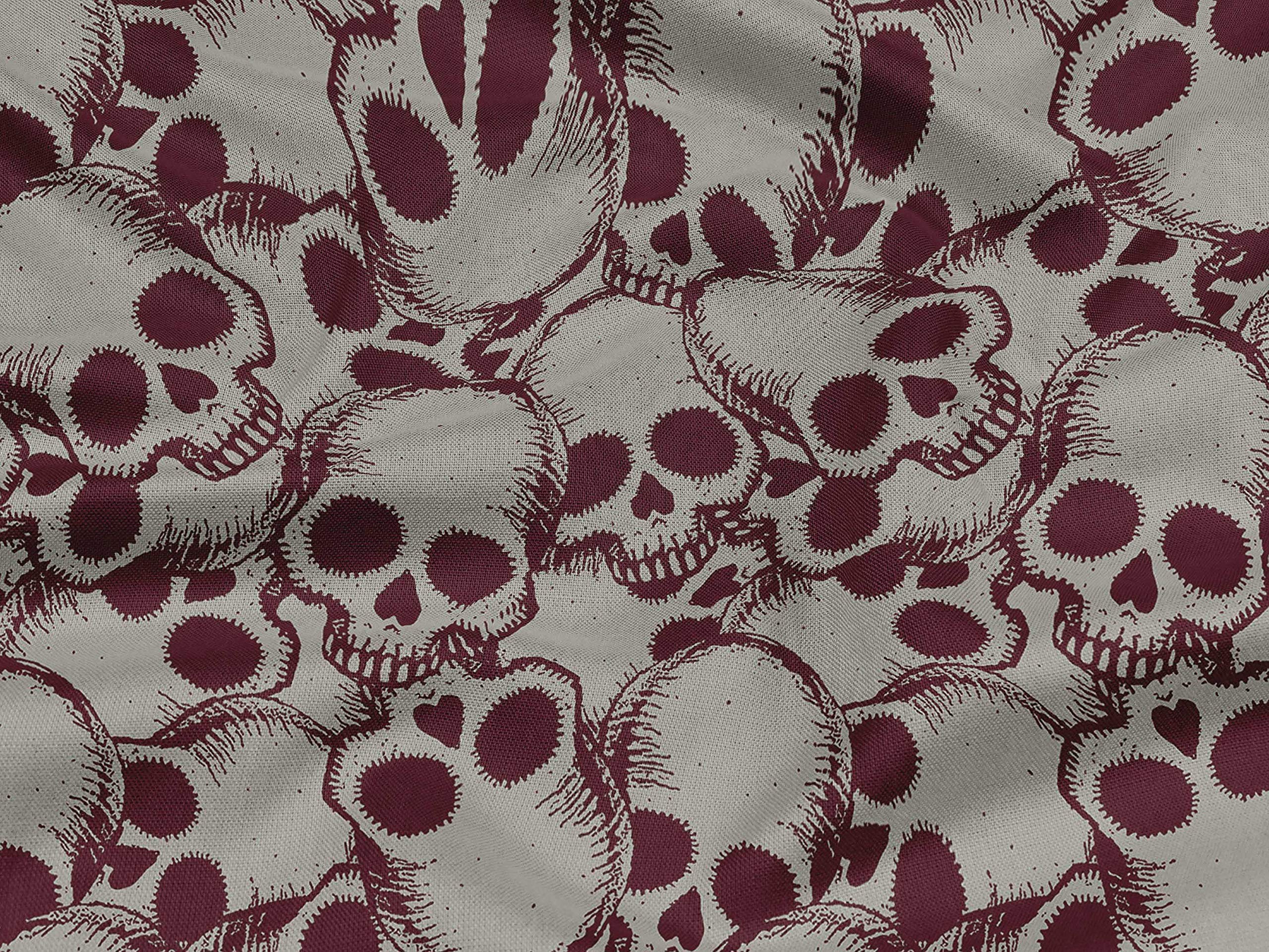 oneOone Rayon Muesli Fabric Skull Print - 56 Inch Wide Sewing Material for DIY Clothing, Costumes & Home Decor | Premium Printed Fabric by The Yard for Crafts, Quilting & Fashion Projects