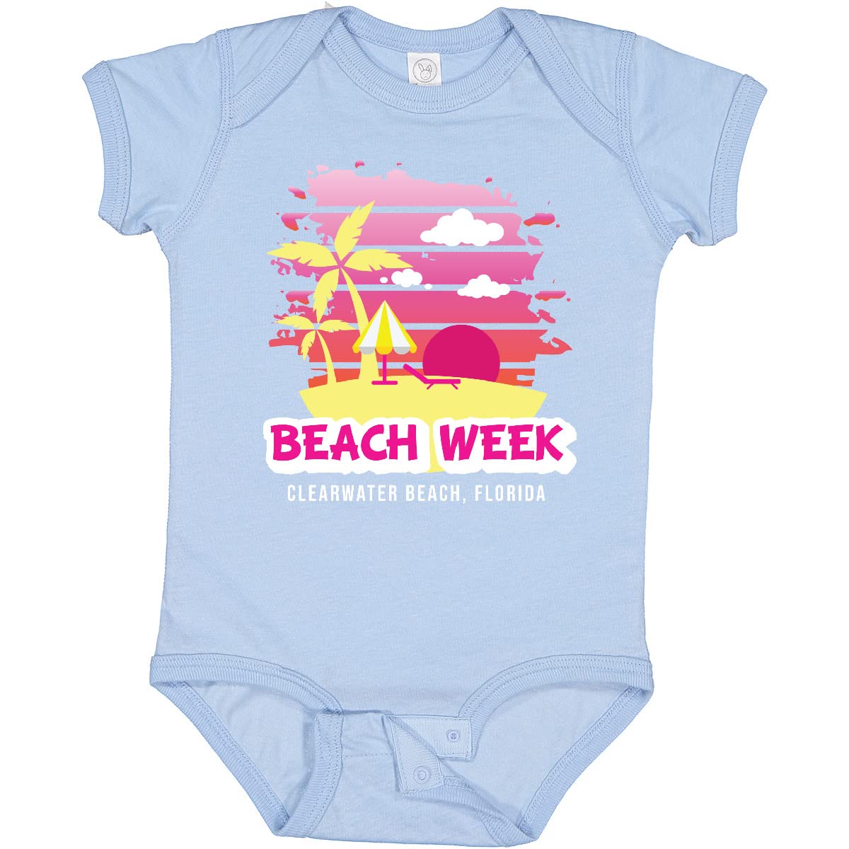 Inktastic Clearwater Beach Florida Palm Trees Baby Bodysuit - Soft Cotton Infant Onesie for Beach Vacations & Family Outings