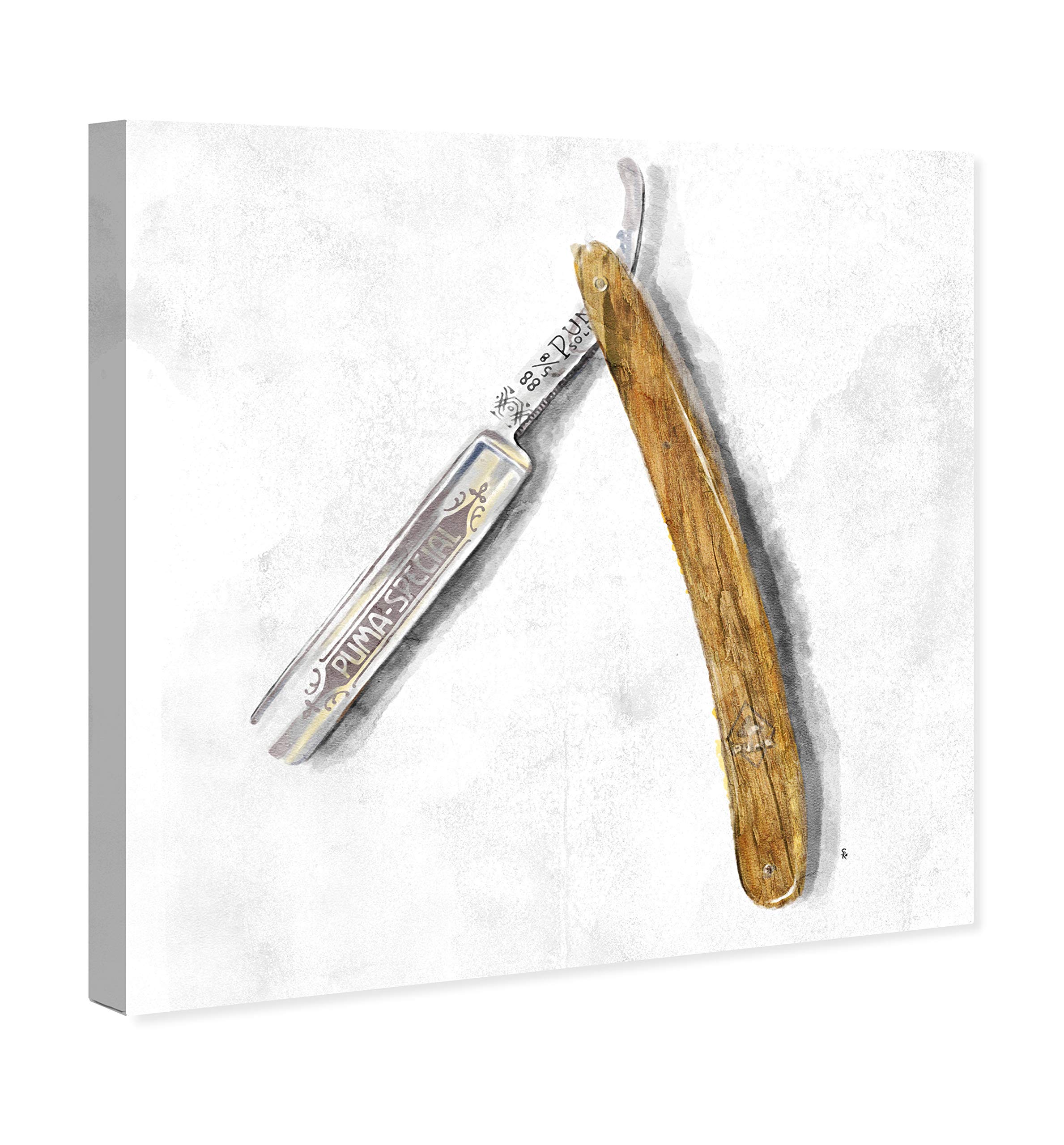 Oliver Gal Artist Co. 'Wood Razor' Bathroom Wall Art - 16x16 Inch White & Brown Canvas Prints for Modern Home Décor | Perfect for Spa-Like Bathrooms, Guest Suites & Coastal Style Interiors