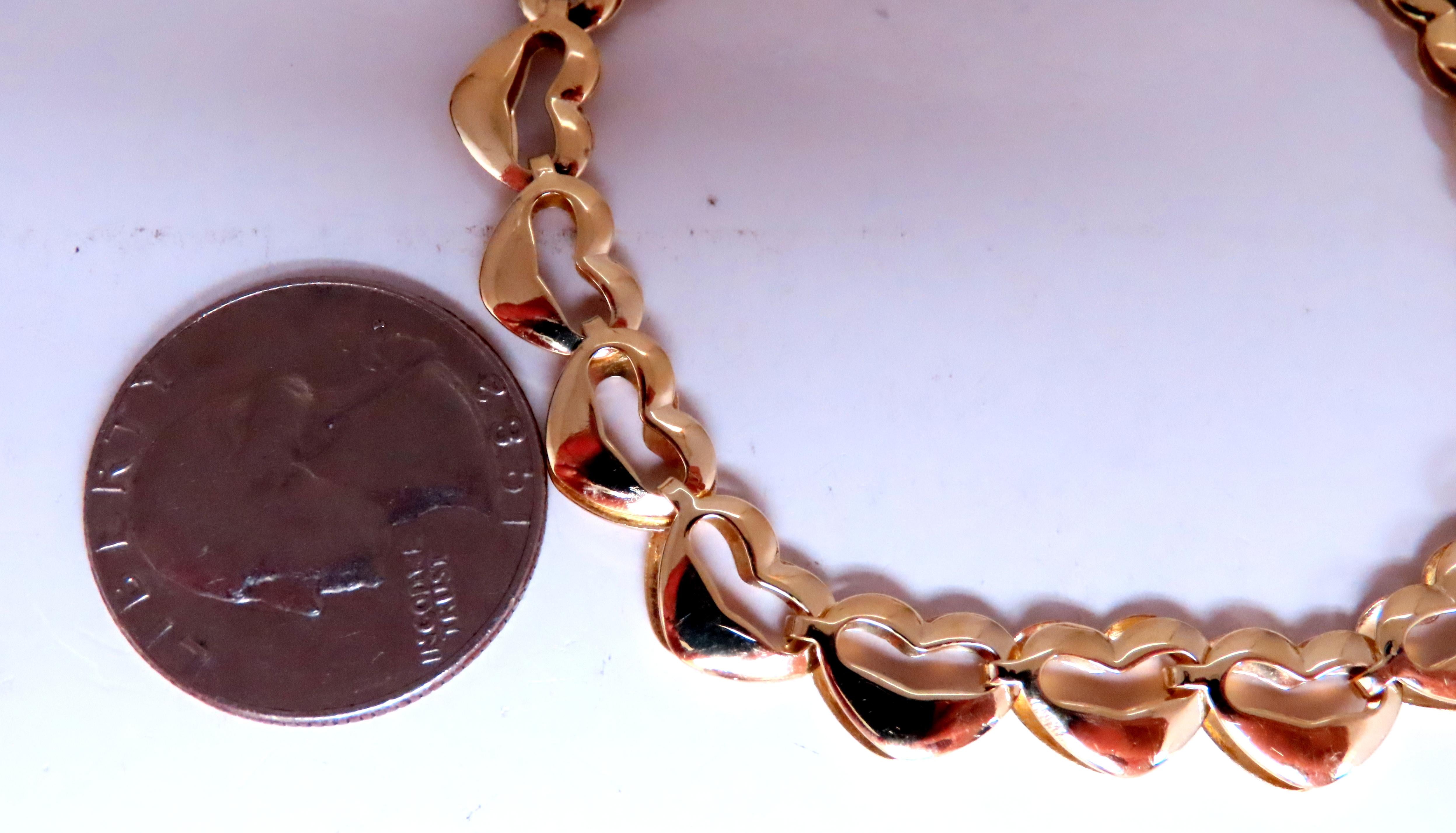 14kt Gold Heart Link Bracelet - 8mm Mod Deco Charm Bracelet for Women, Perfect for Valentine's Day Gifts, Anniversaries & Romantic Occasions